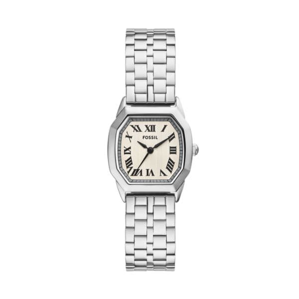 Ladies Harlow Silver-Tone Stainless Steel Octagon Watch Cream Dial
