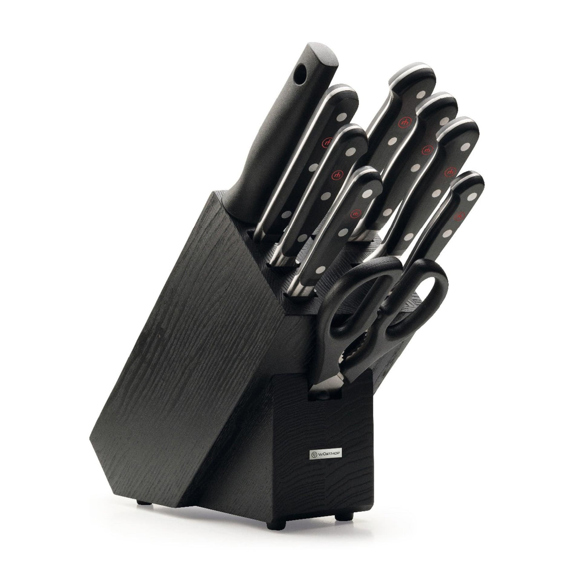 Classic 10pc Knife Block Set Black Ash Wood