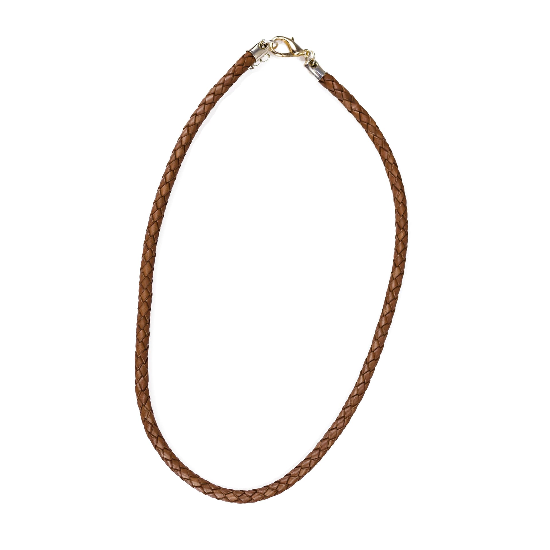 Saddle Tan Braided Leather Necklace