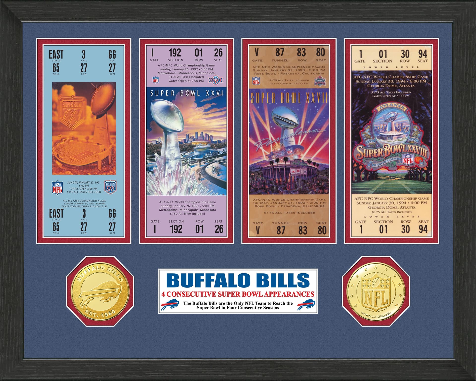 Buffalo Bills 4X SB Appearances Ticket Collection