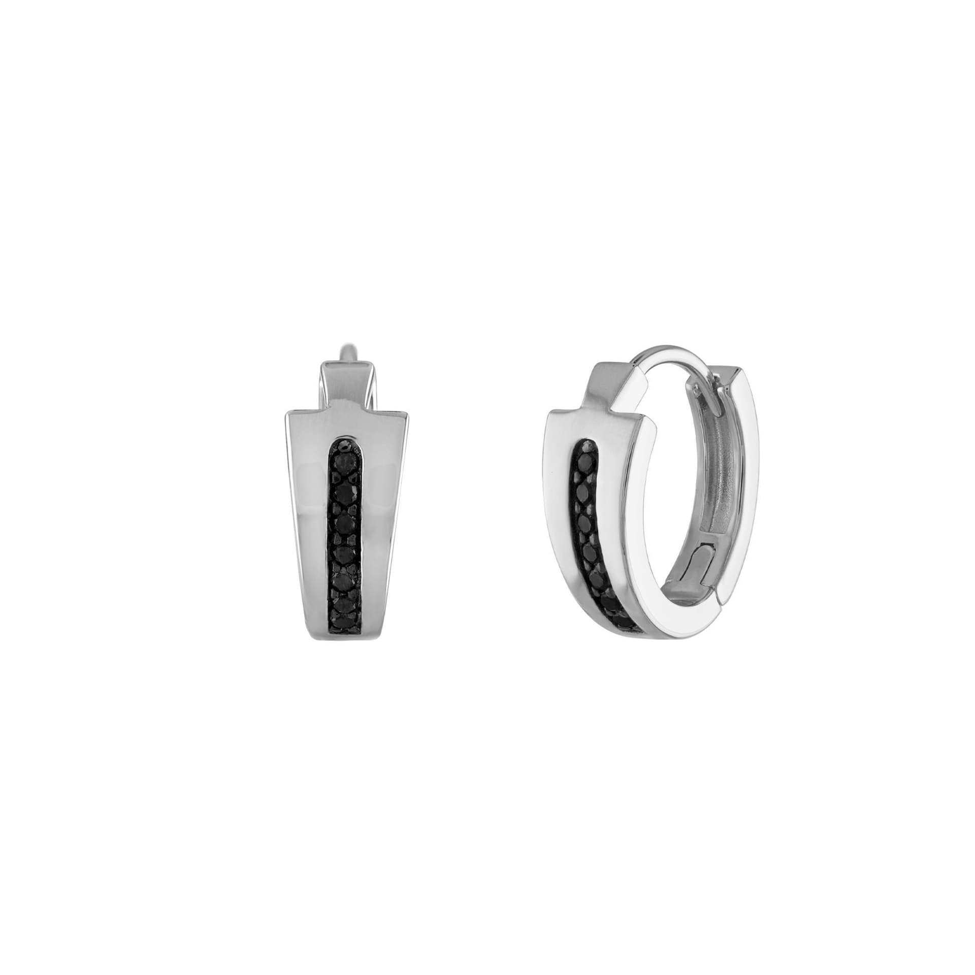 Icon Sterling Silver & Black Diamond Hoop Earrings