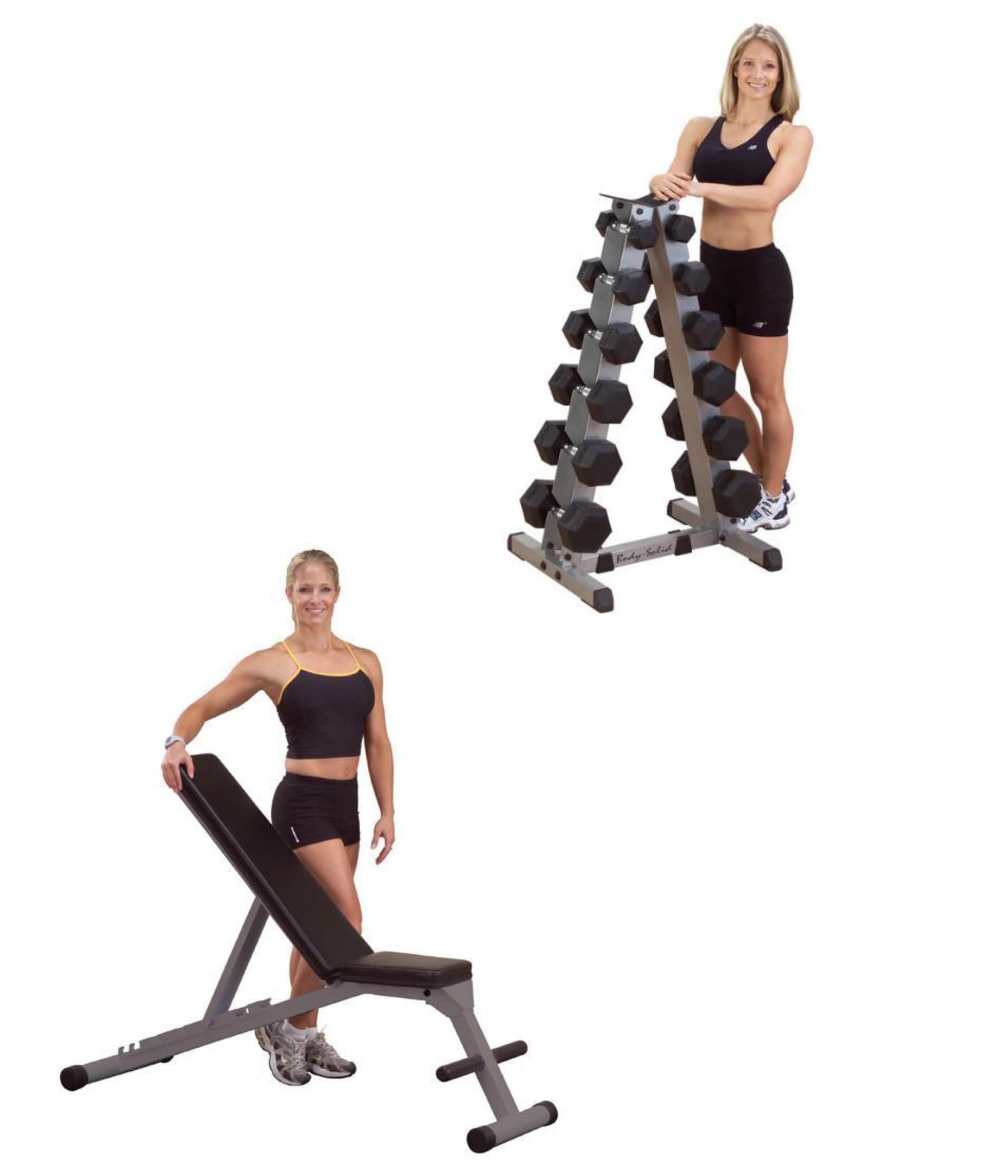 Dumbbells with Vertical Rack & Bench, 530 lb