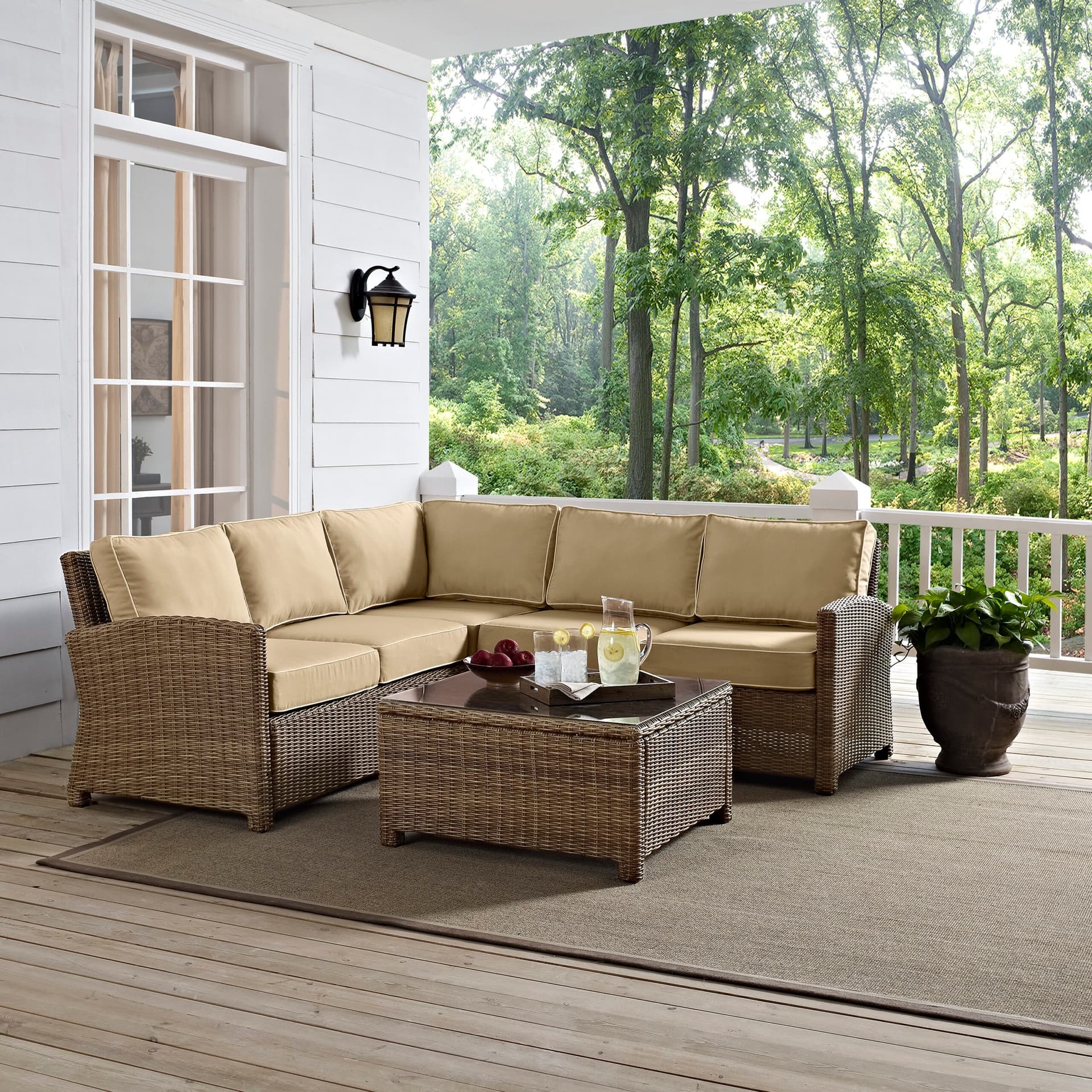 Bradenton 4Pc Wicker Outdoor Sectional Patio Furniture Set