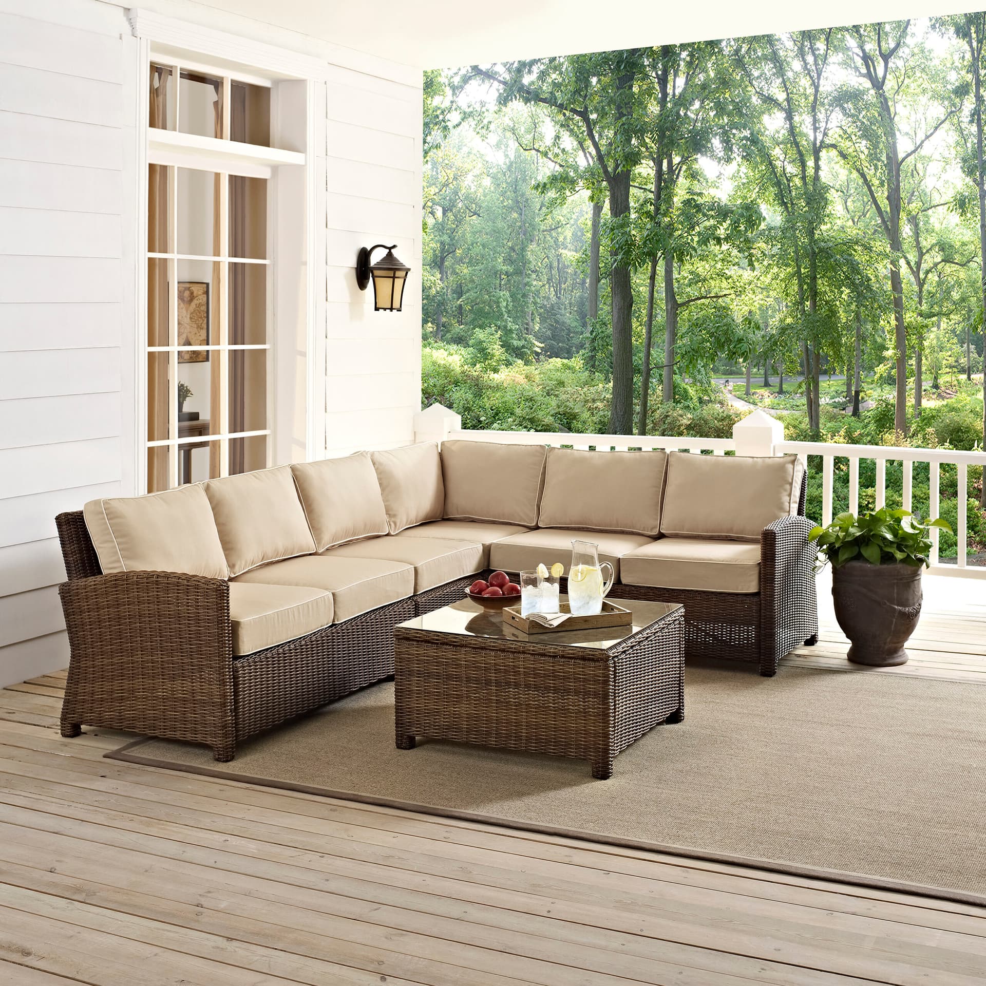 Bradenton 5Pc Wicker Outdoor Sectional Patio Furniture Set