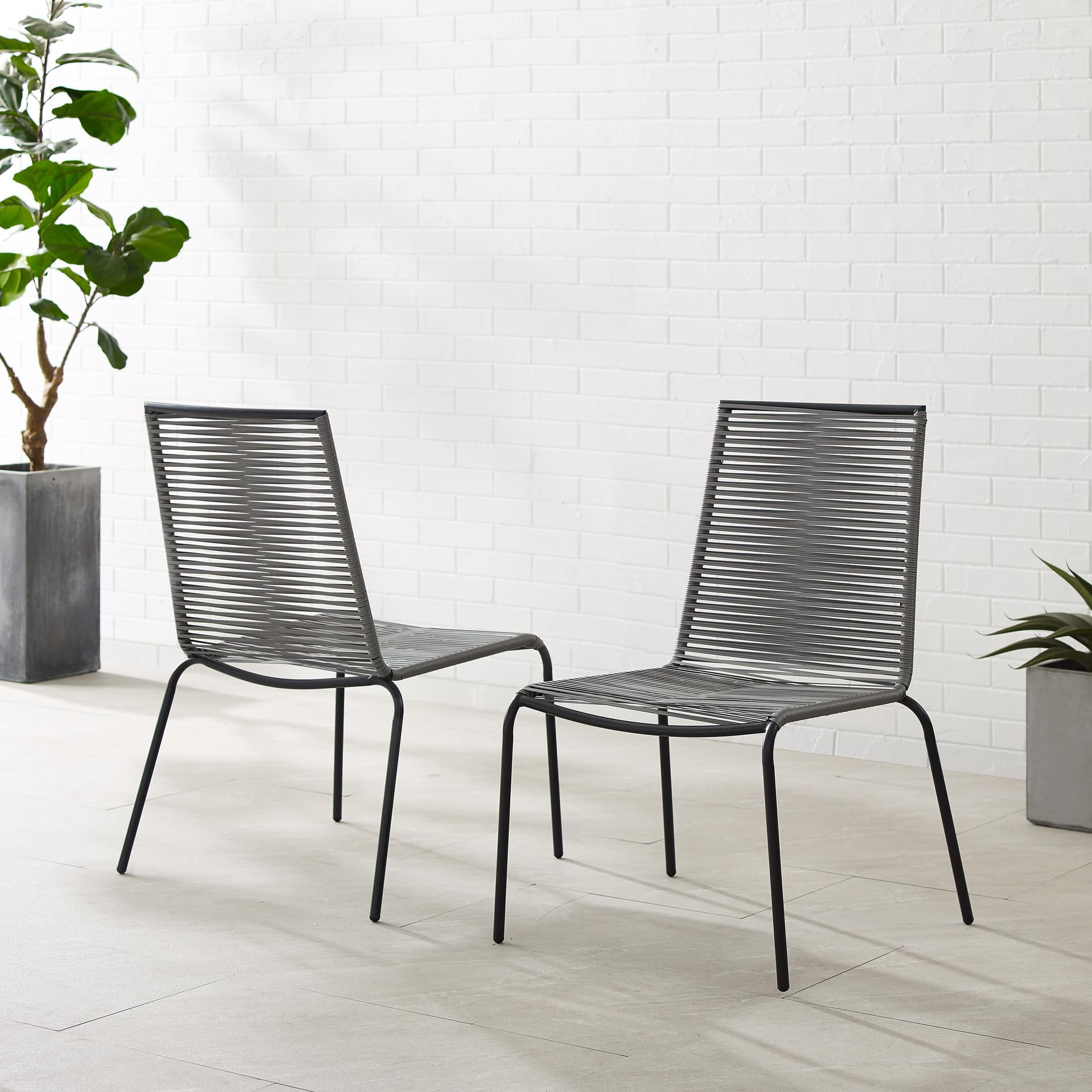 Fenton 2Pc Stackable Wicker Outdoor Chair Set