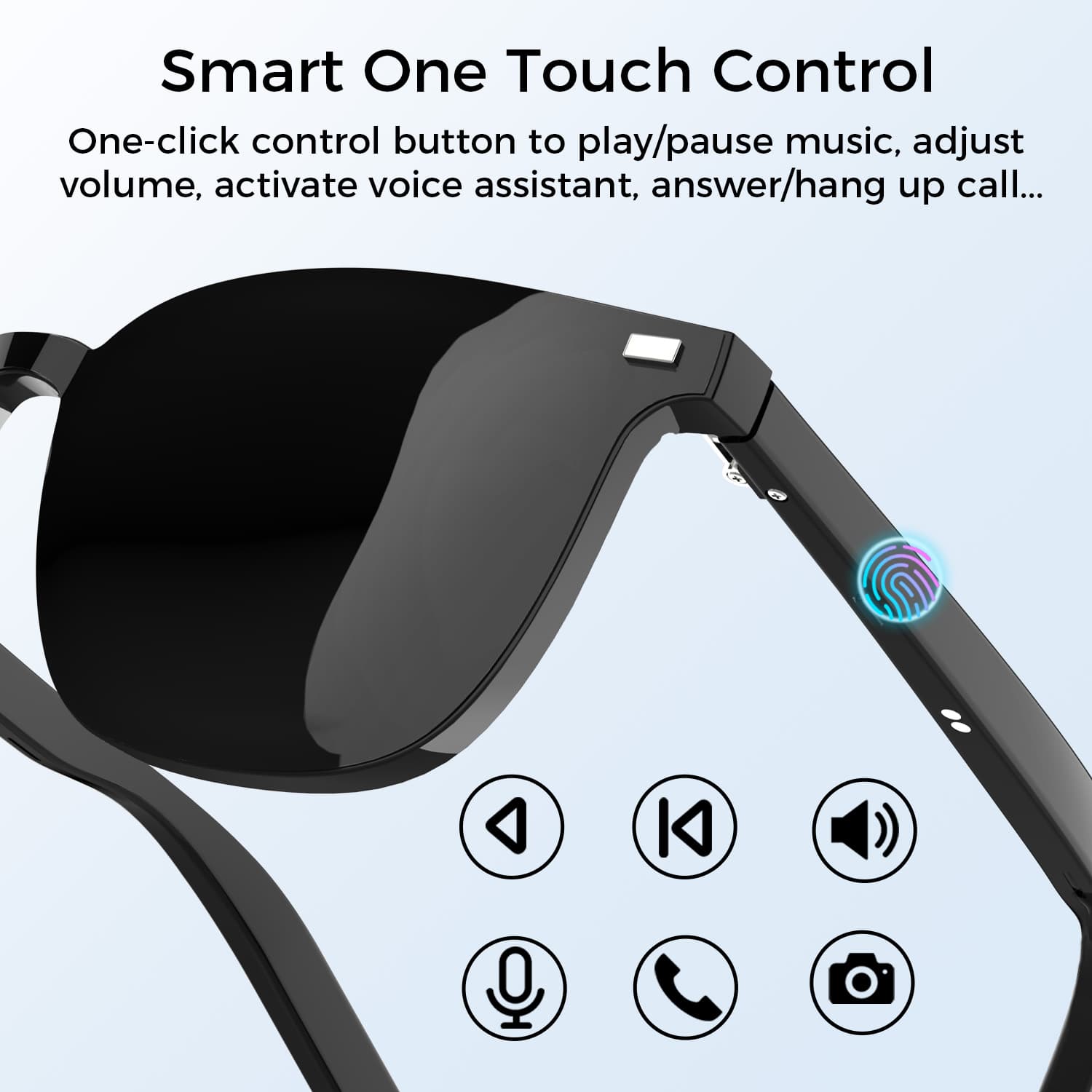 Polarized Bluetooth Smart Glasses w/ Microphone, Speakers, Blue Light Filter, Magnetic Lenses, 5hr Battery, Great for iPhone, Samsung, and Smart Phones