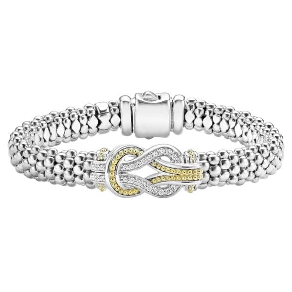Two-Tone Knot Caviar Diamond Bracelet Size 7"