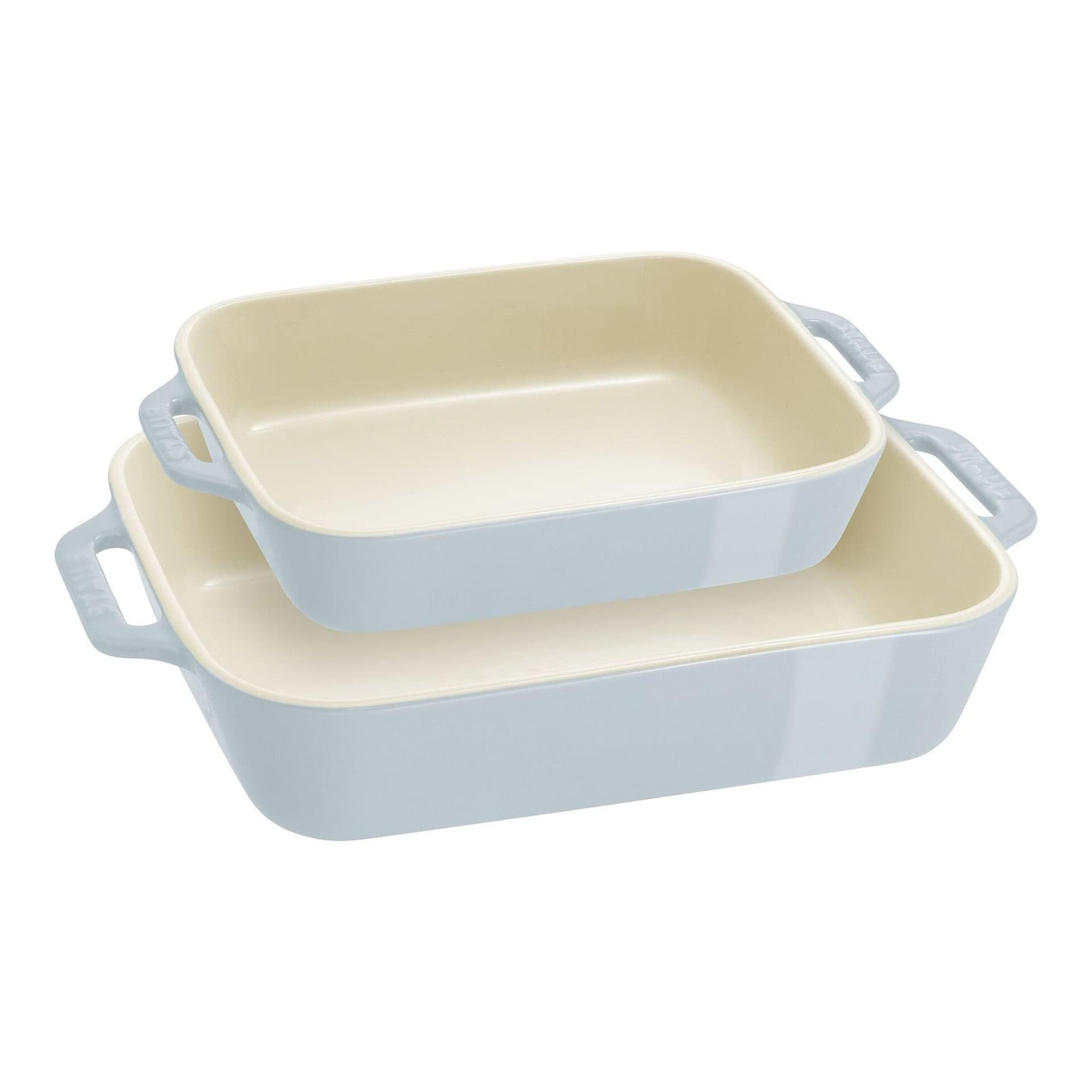 2pc Ceramic Rectangular Baking Dish Set Light Blue
