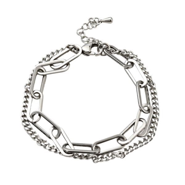 Double Chain Bracelet in Silver