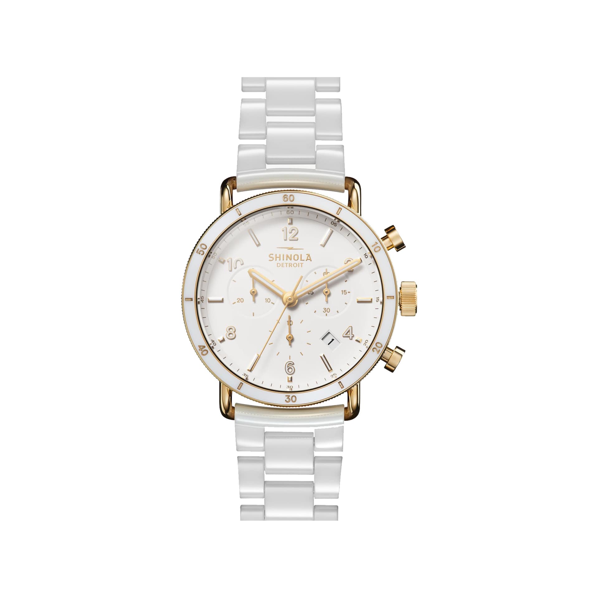 The Canfield Sport Women's Bracelet Watch - 40mm, Polished White Ceramic