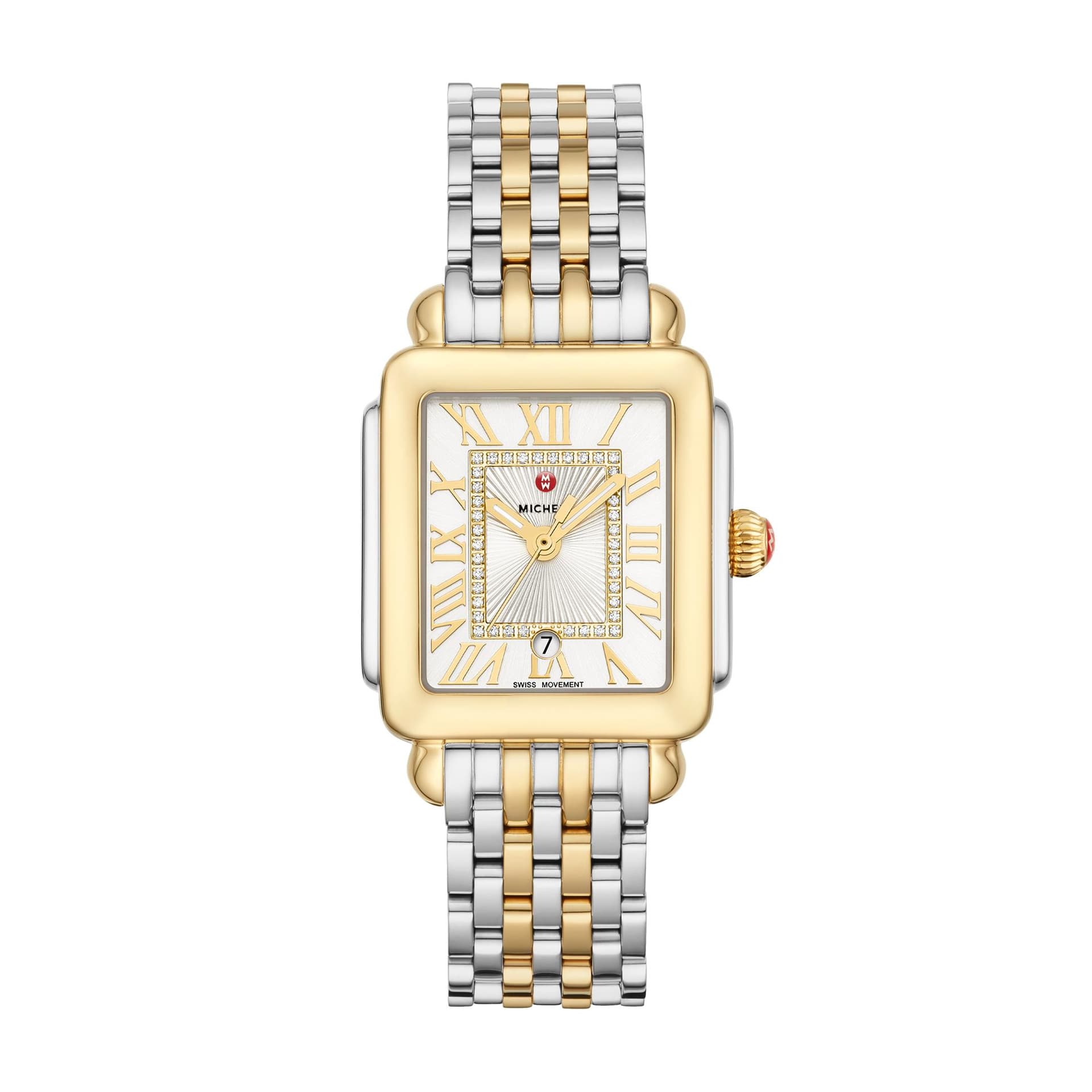 Ladies' Deco Madison Mid 2-Tone 40 Diamond Watch White Silver Dial