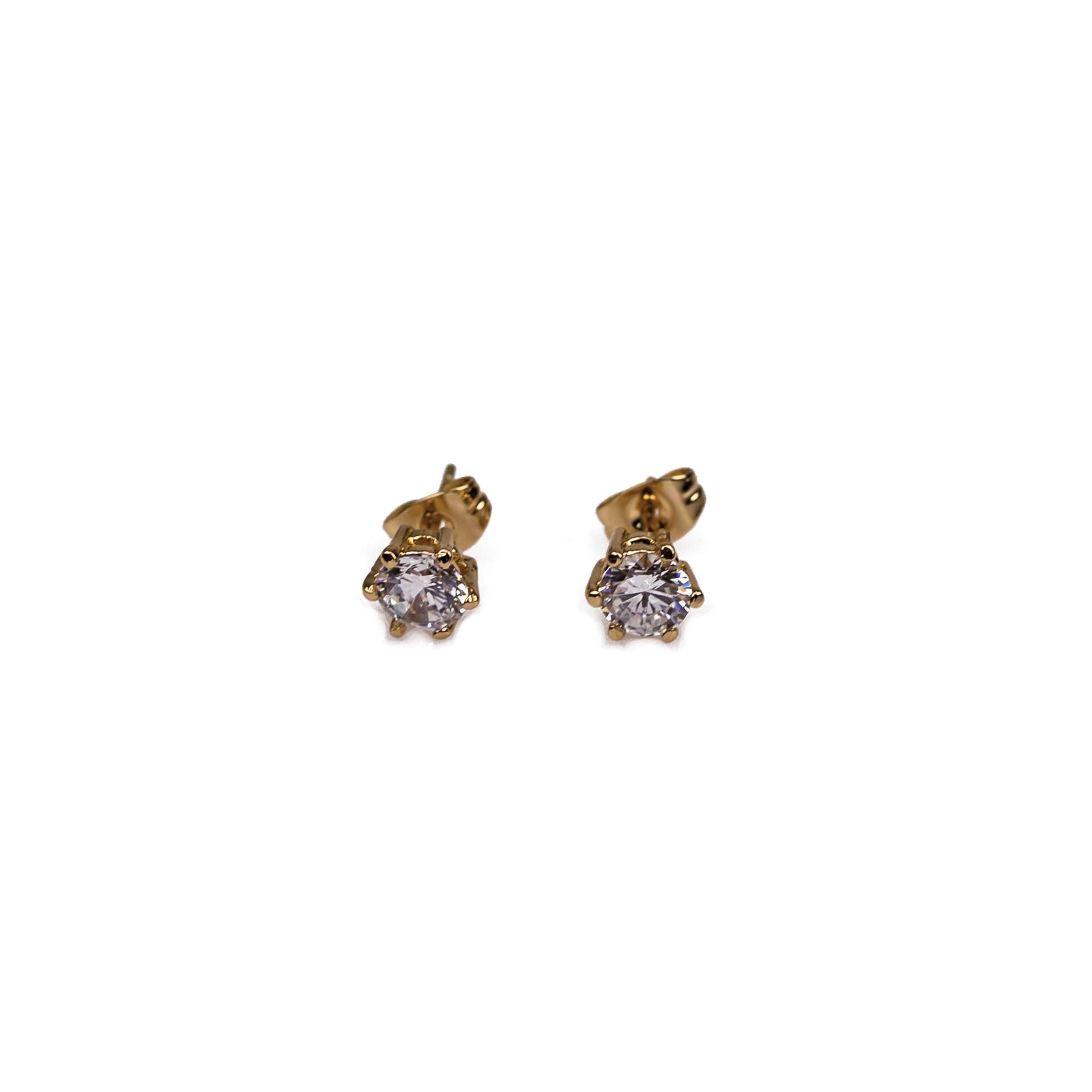 18K Gold Plated Round CZ Stud Earrings