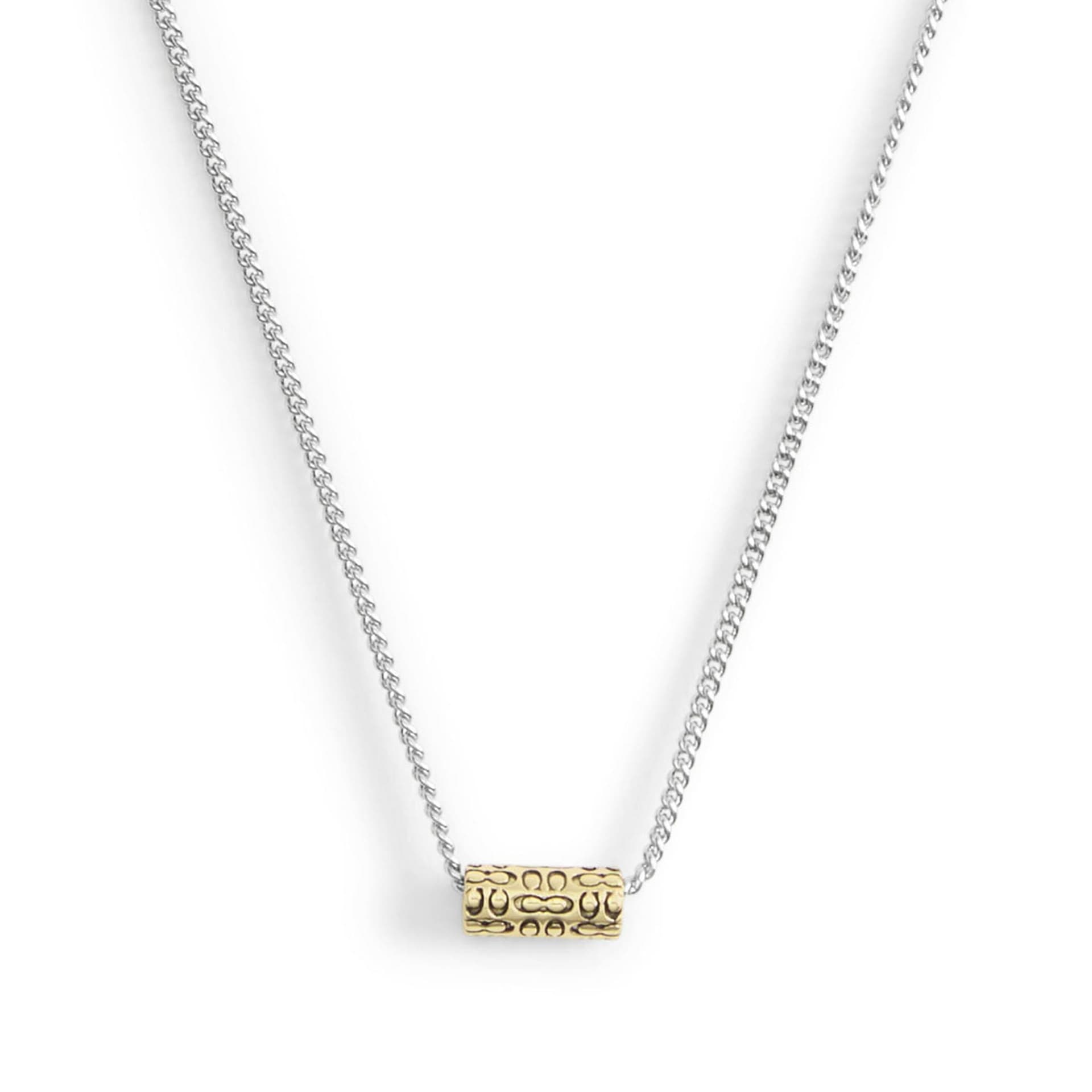 Quilted Tube Short Pendant - Two Tone