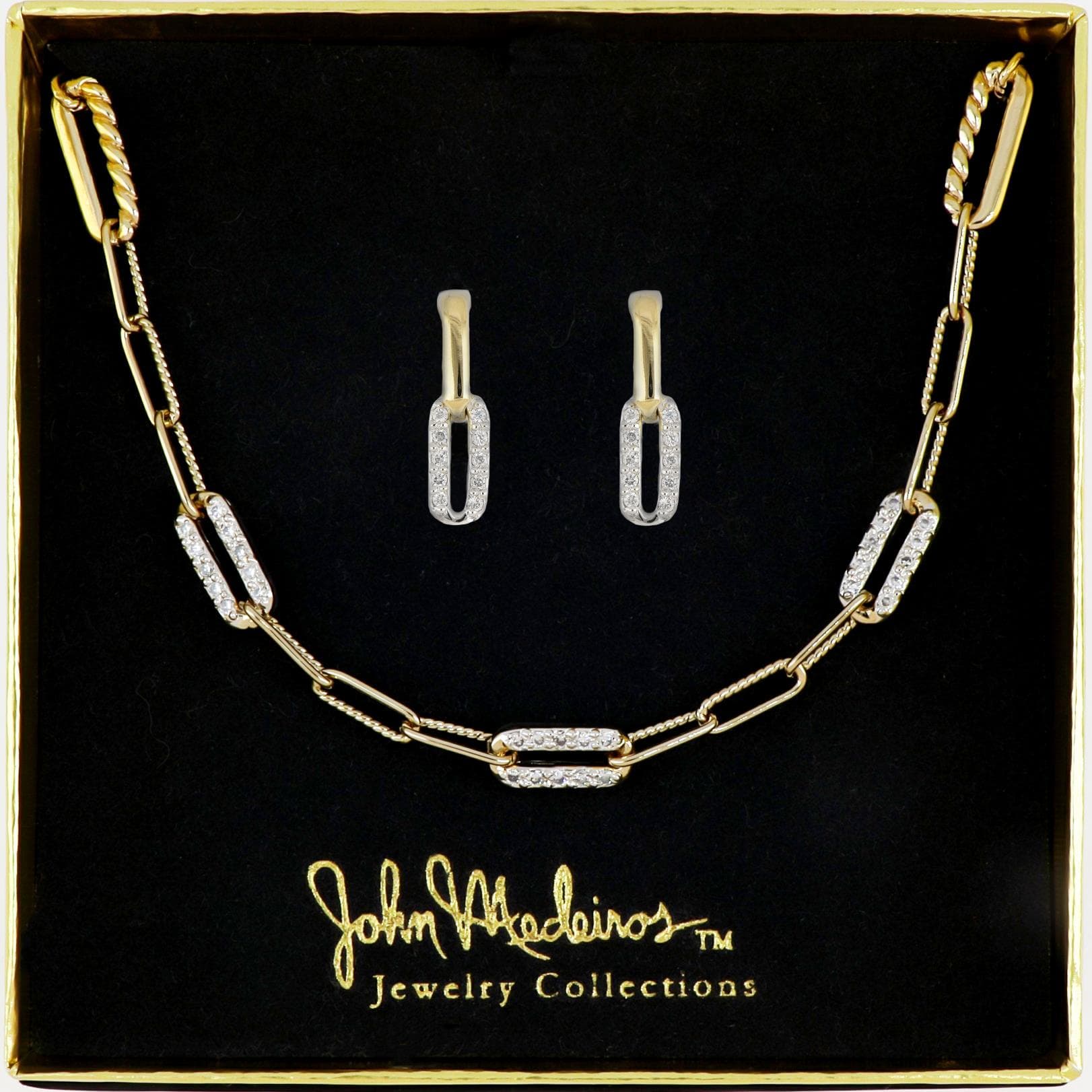 Petite Pave Diamante Gift set - Gold Necklace and earrings. N5357-GF04 & M5339-GF00