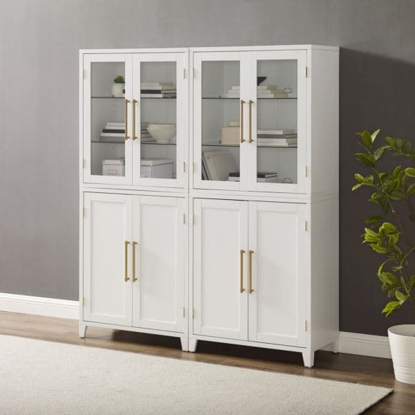 Roarke 2Pc Pantry Storage Cabinet W/Glass Door Hutch Set