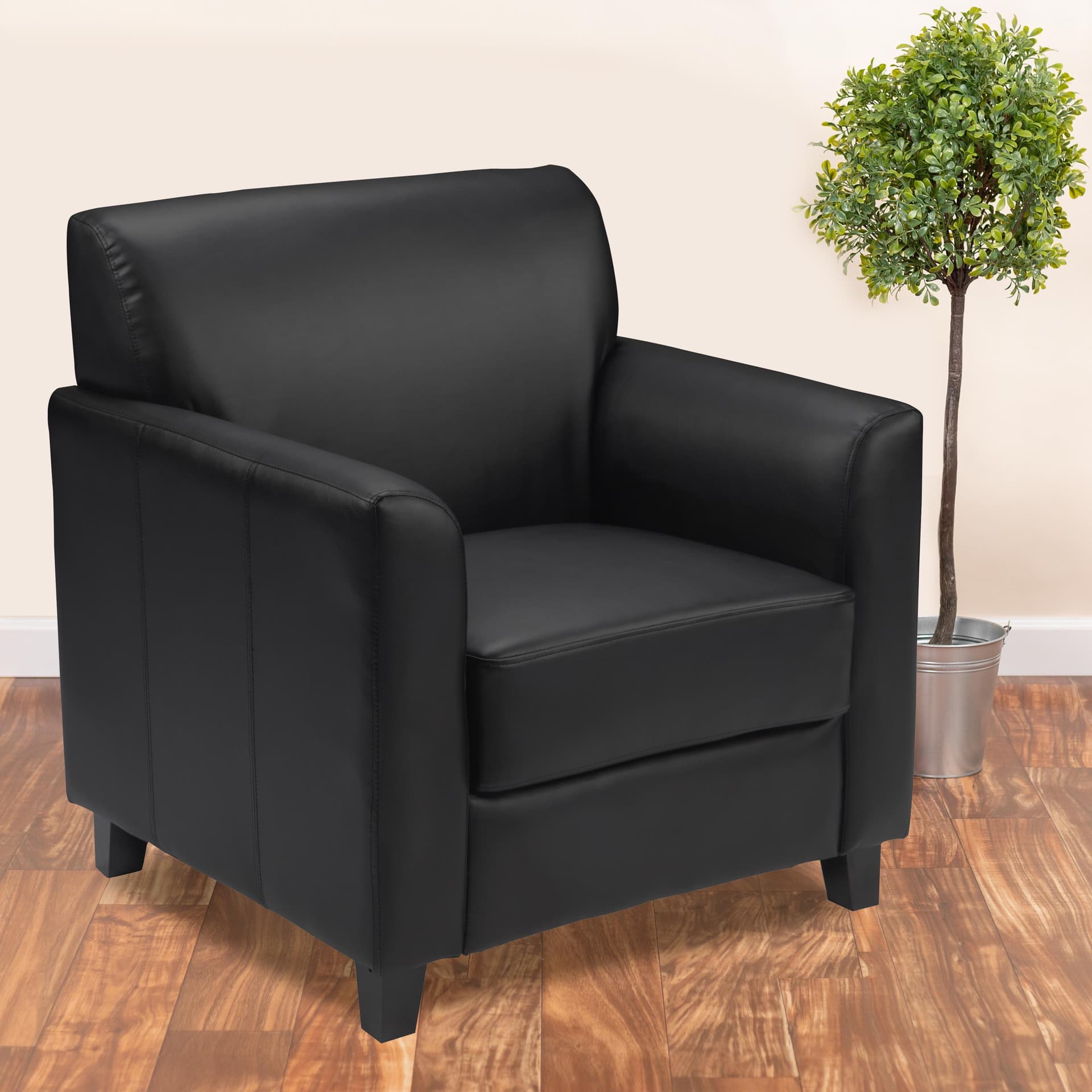 Black LeatherSoft Chair with Clean Line Stitched Frame