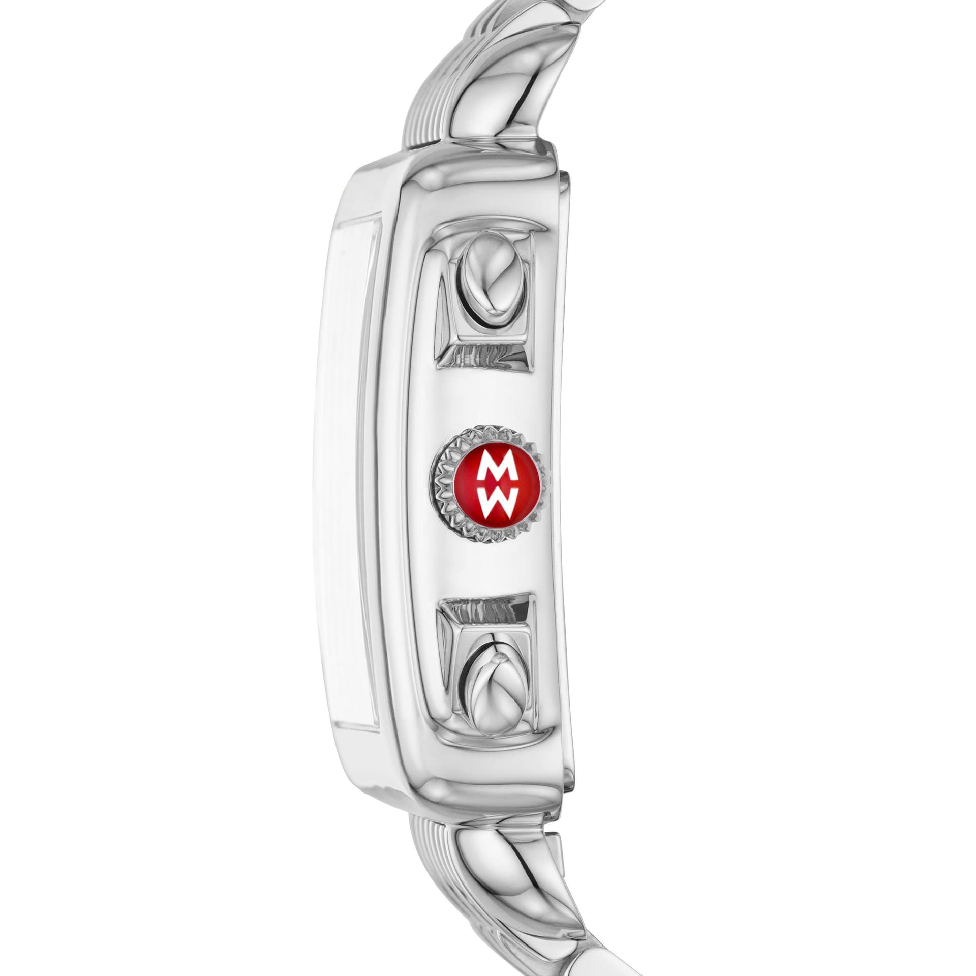 Ladies Deco Silver-Tone Stainless Diamond Watch Mother-of-Pearl Dial