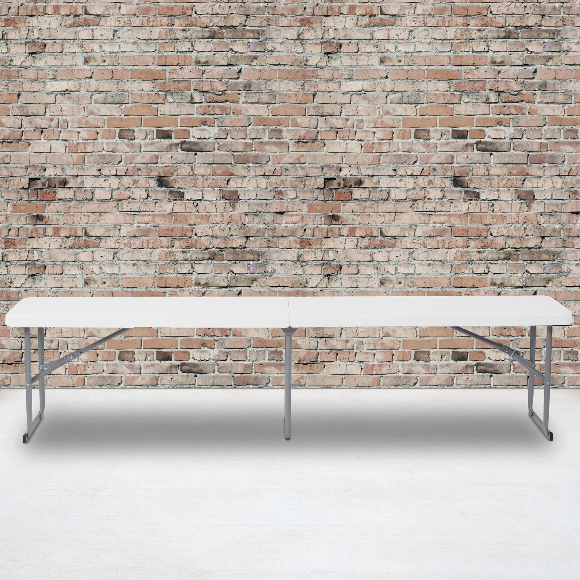 10.25"W x 71"L Bi-Fold Granite White Plastic Bench with Carrying Handle