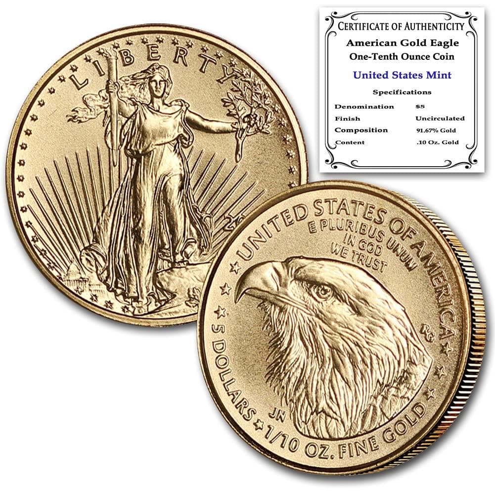 Coin-USA/American Eagle $5 Liberty Coin, 1/10 ounce gold, us treasury, uncirculated