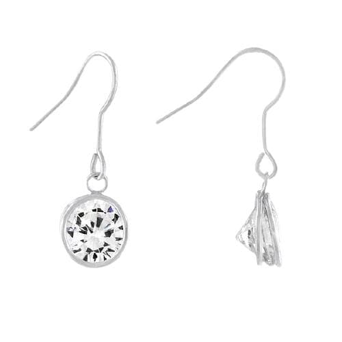 CZ Bezel Solitaire Dangle Earrings