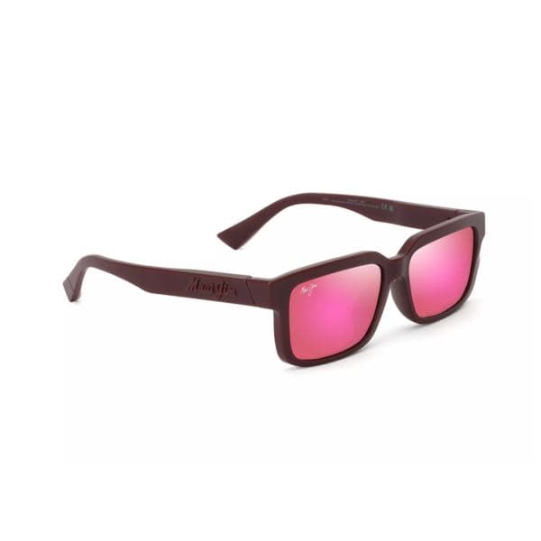 Hiapo Asian Fit Polarized Sunglasses Matte Burgundy Frame Maui Sunrise Lens