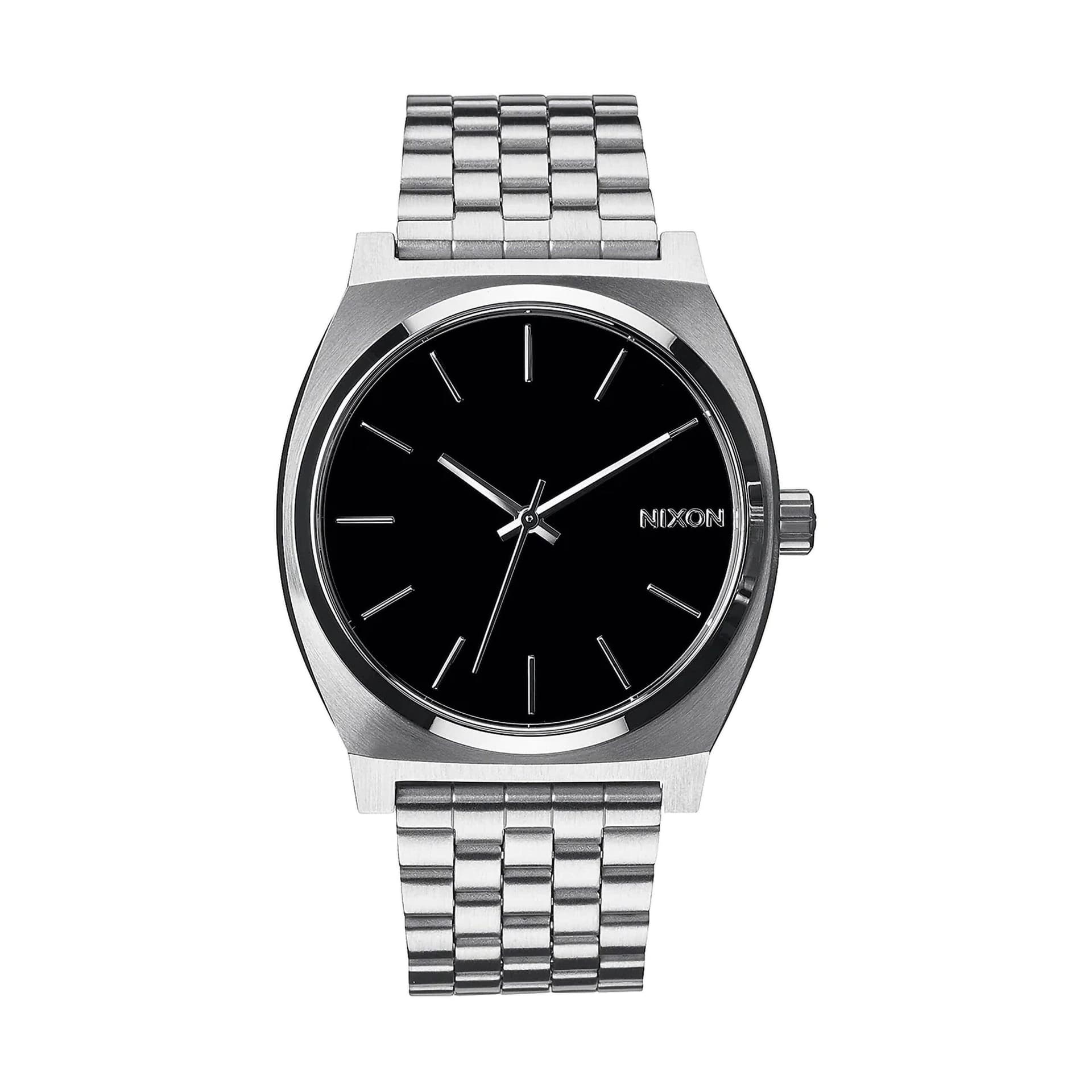 Men's Time Teller Silver-Tone Stainless Steel Watch Black Dial
