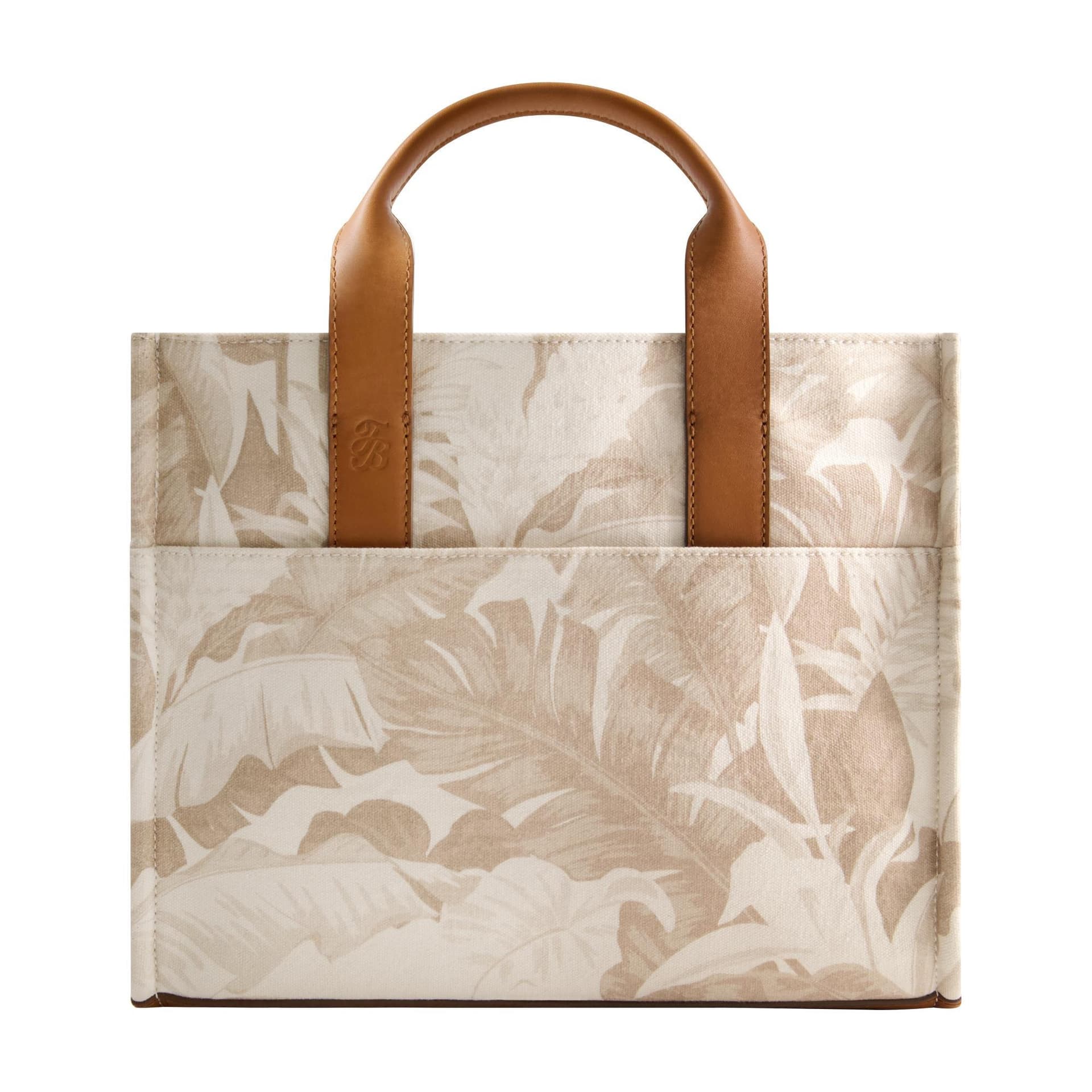 Leather Trim Medium Floral Tote Size 9"