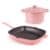 Neo 3pc Cast Iron Cookware Set, Grill Pan & Round Dutch Oven, Pink