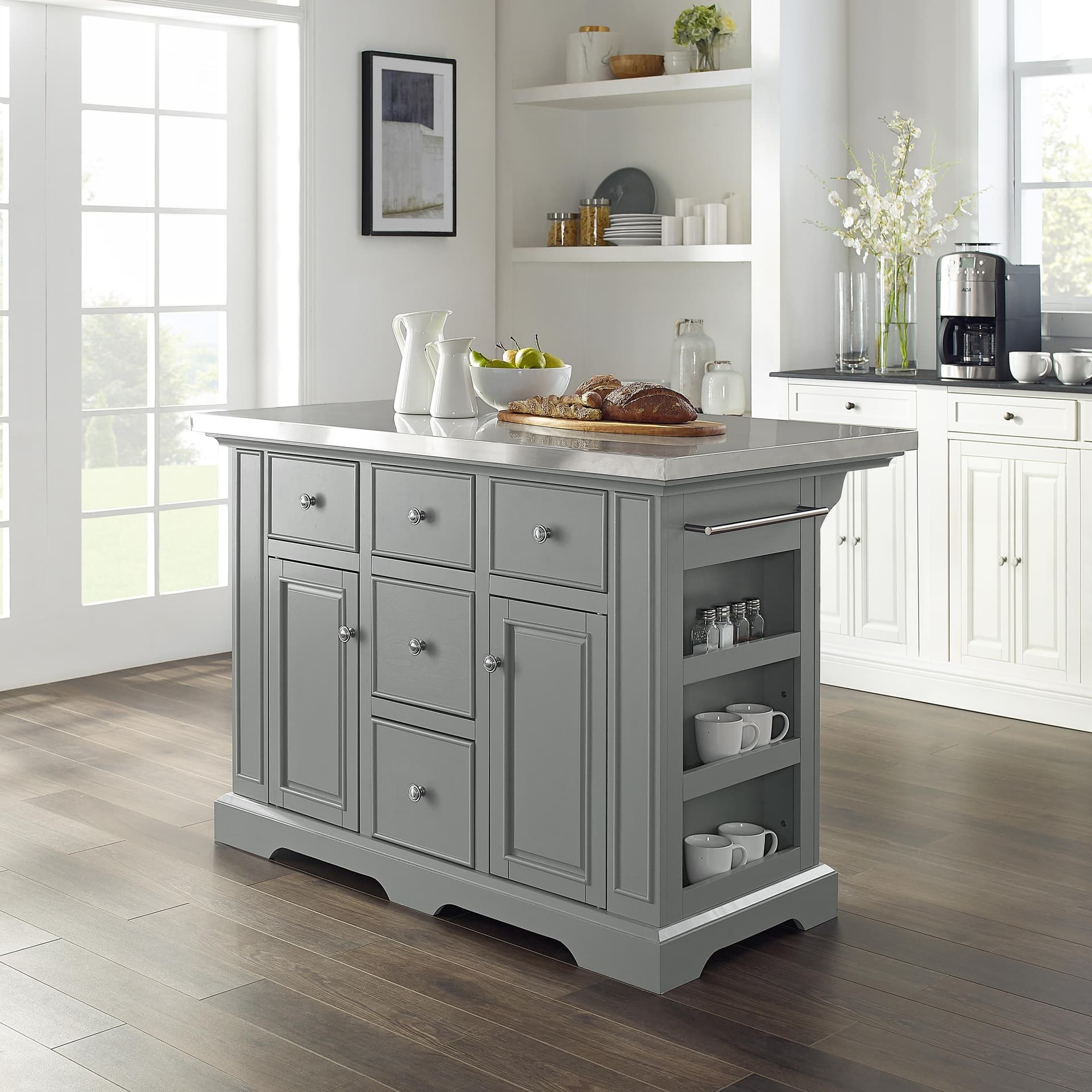 Julia Stainless Steel Top Kitchen Island
