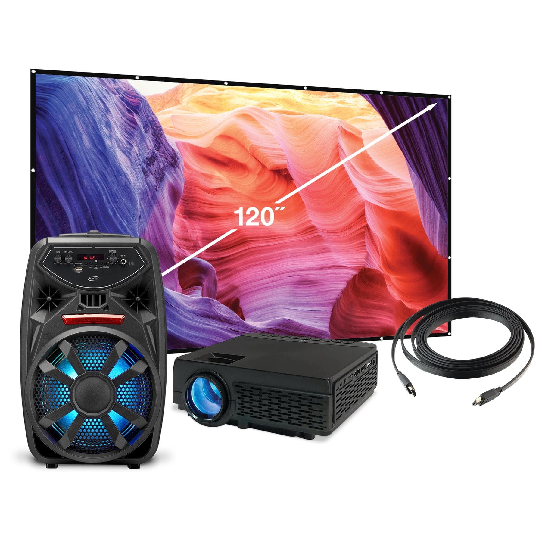 Projector Bundle with Bluetooth and 120" Projection
