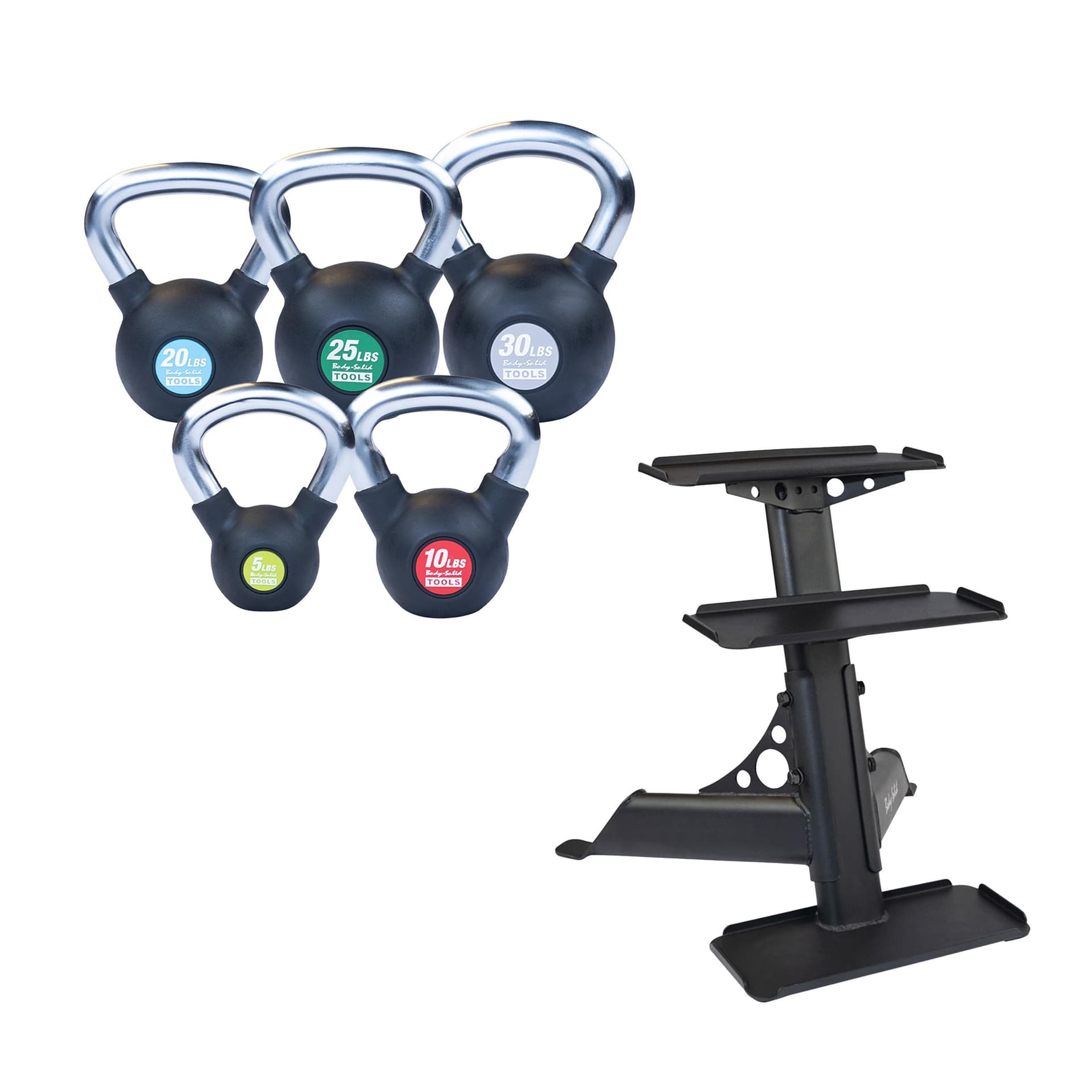 Body-Solid Tools Premium Kettlebells w/Rack 5-30 lbs