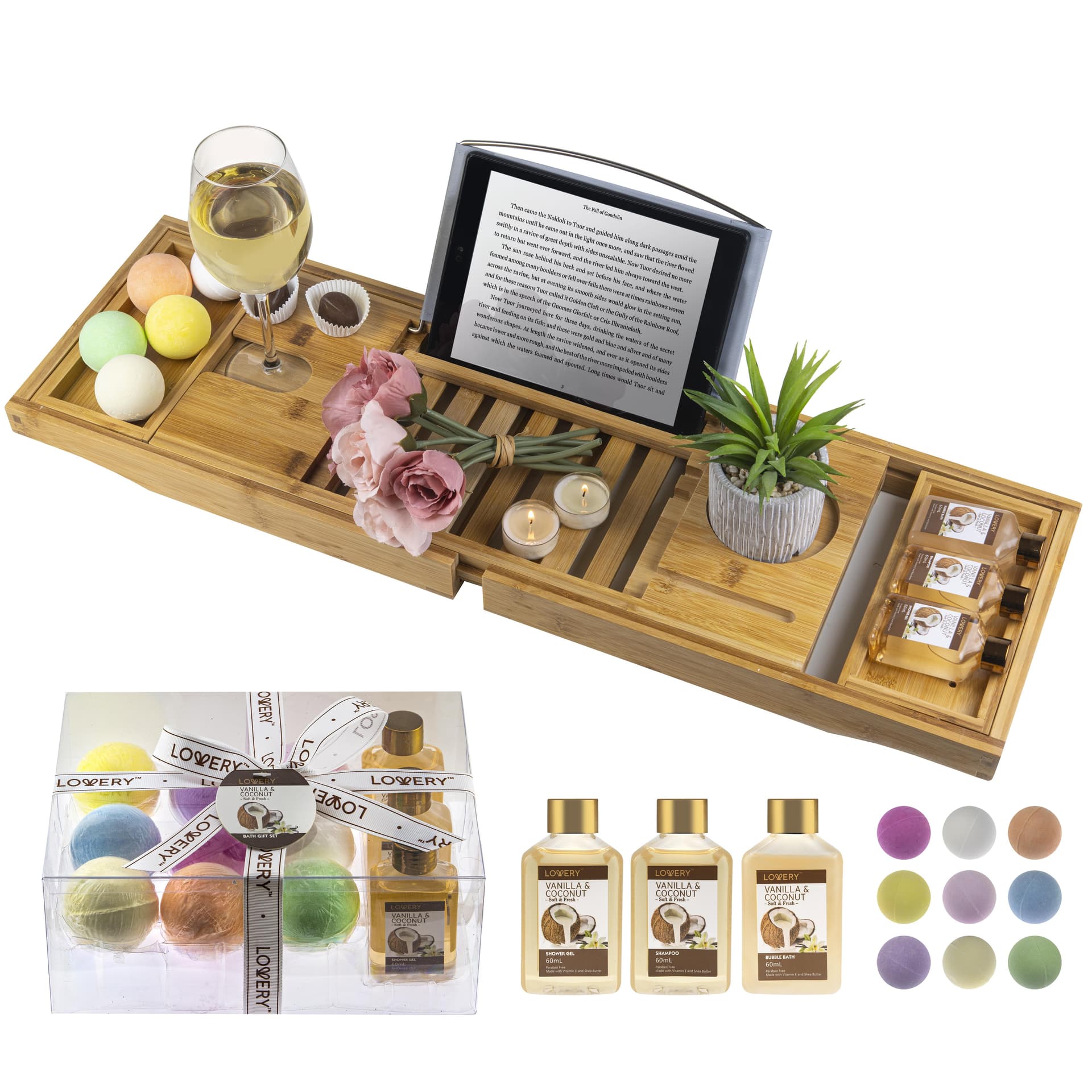 Premium Bamboo Bathtub Tray Size 13 Pieces