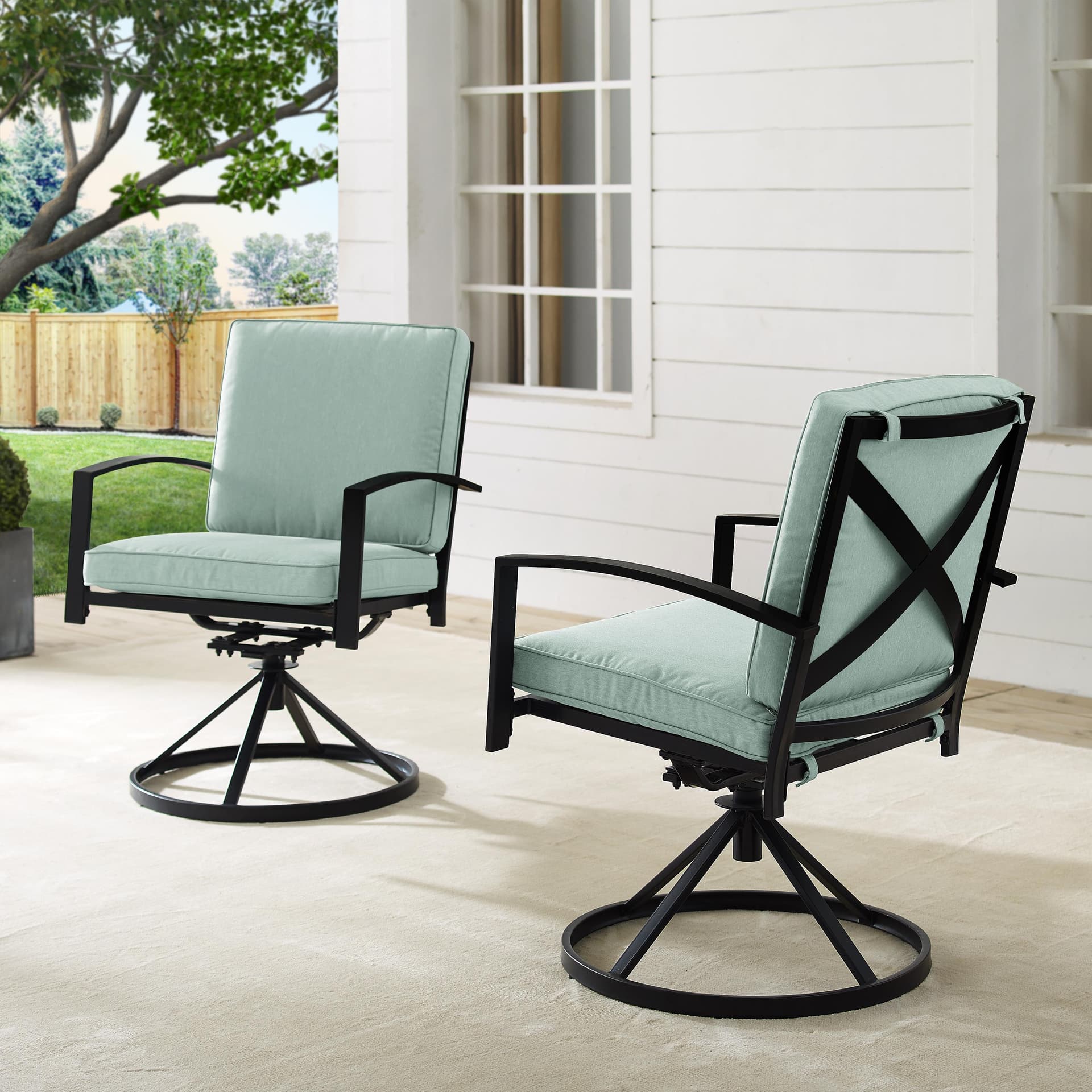 Kaplan 2Pc Swivel Outdoor Dining Chair Set