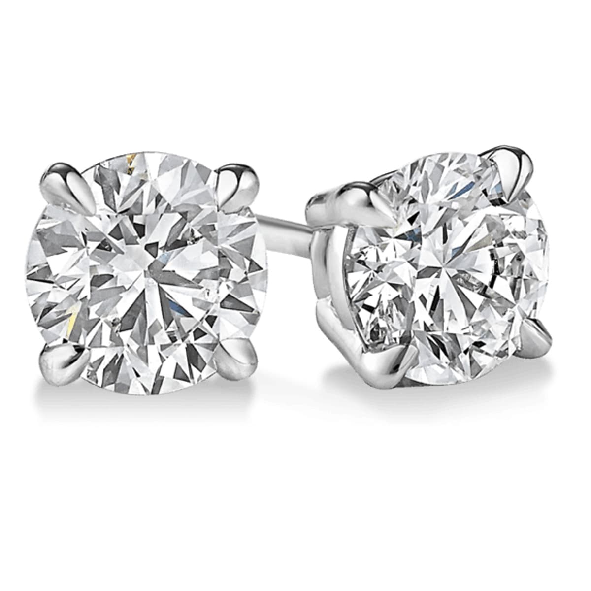 PARIKHS Round Prime Diamond Stud 14K White Gold 0.10ct IJK Color,I1 Clarity
