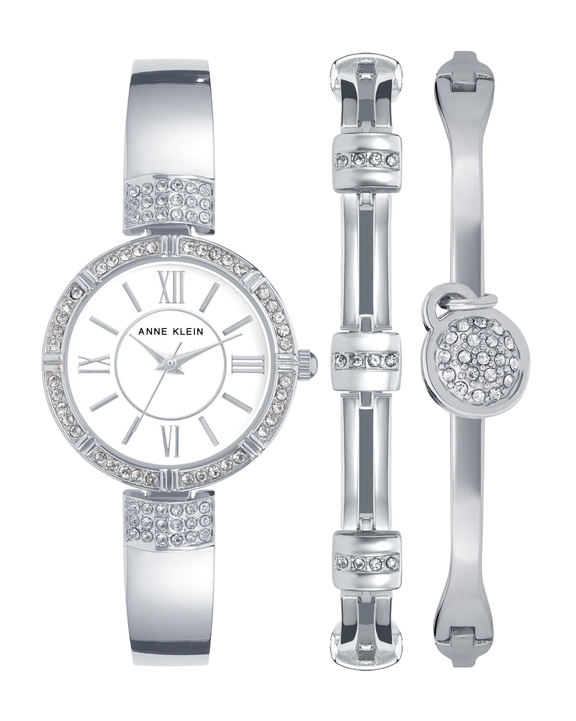 Women's Silver Bracelet Watch Set