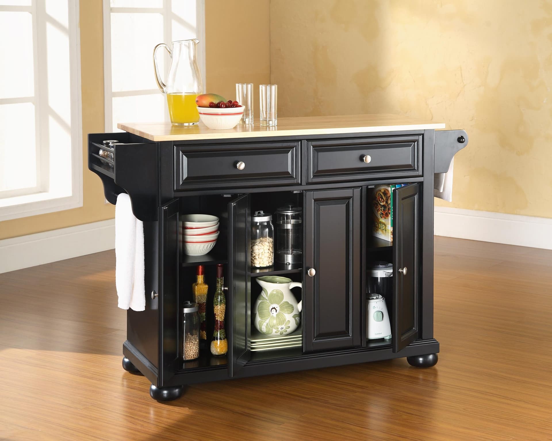 Alexandria Wood Top Full Size Kitchen Island/Cart