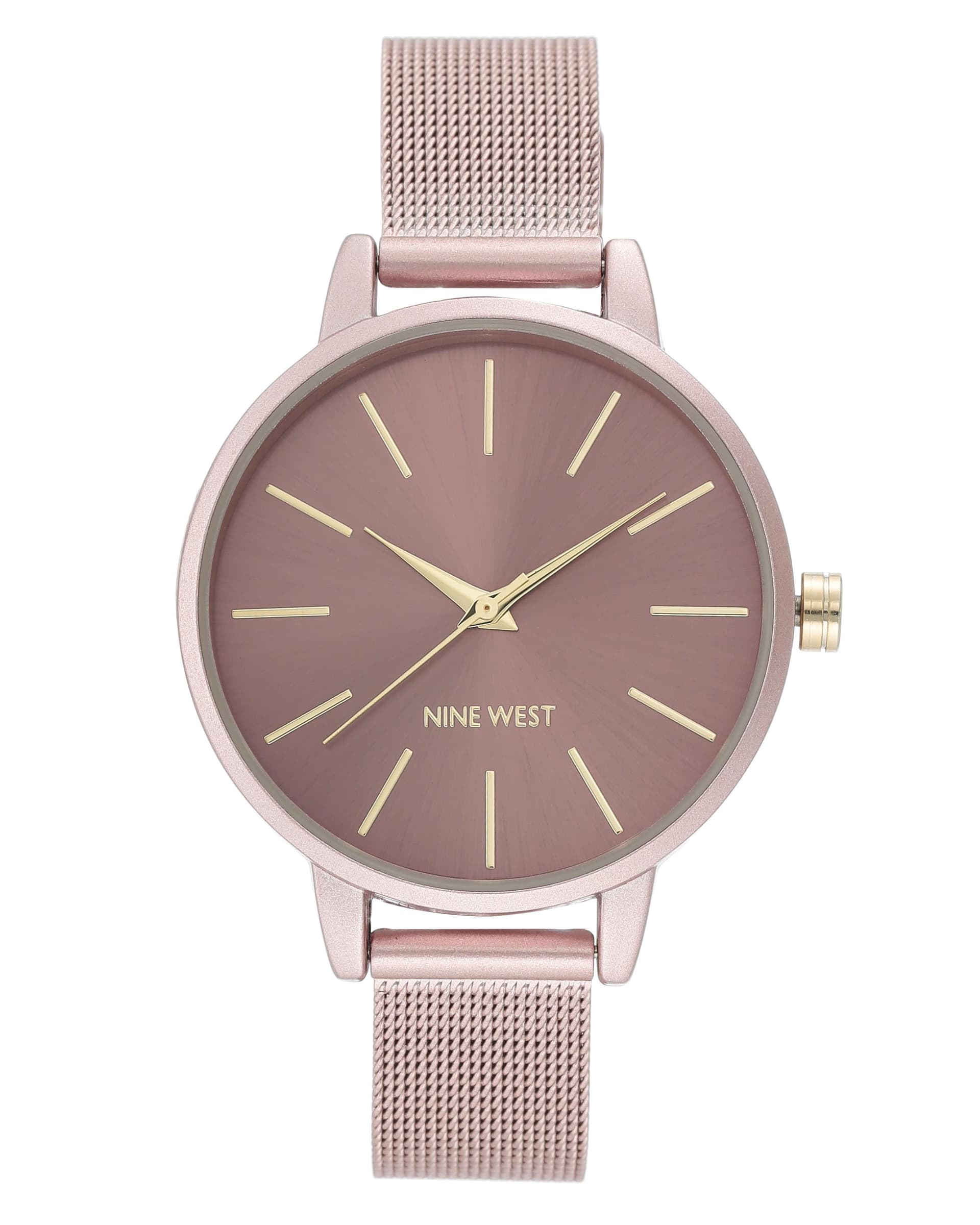 Women's Pink Sunray Dial Mesh Bracelet Watch