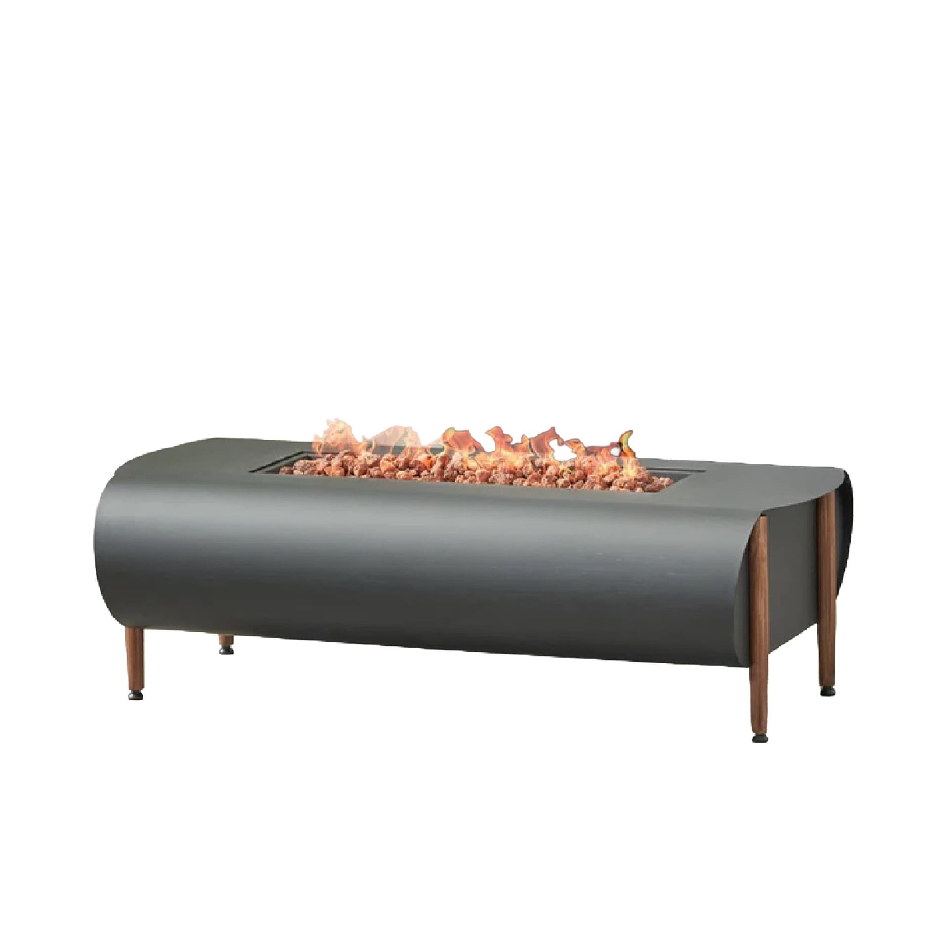 Outdoor Rectangular Gas Fire Pit w/Tank Holder - Dark Gray