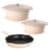 Neo 5pc Cast Iron Oval Dutch Oven Set with 10" Fry Pan, 5qt. & 8qt., Meringue