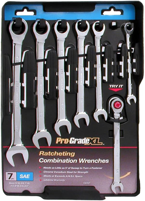 Pro-Grade XL 7-Piece Ratcheting Combination Wrench Set