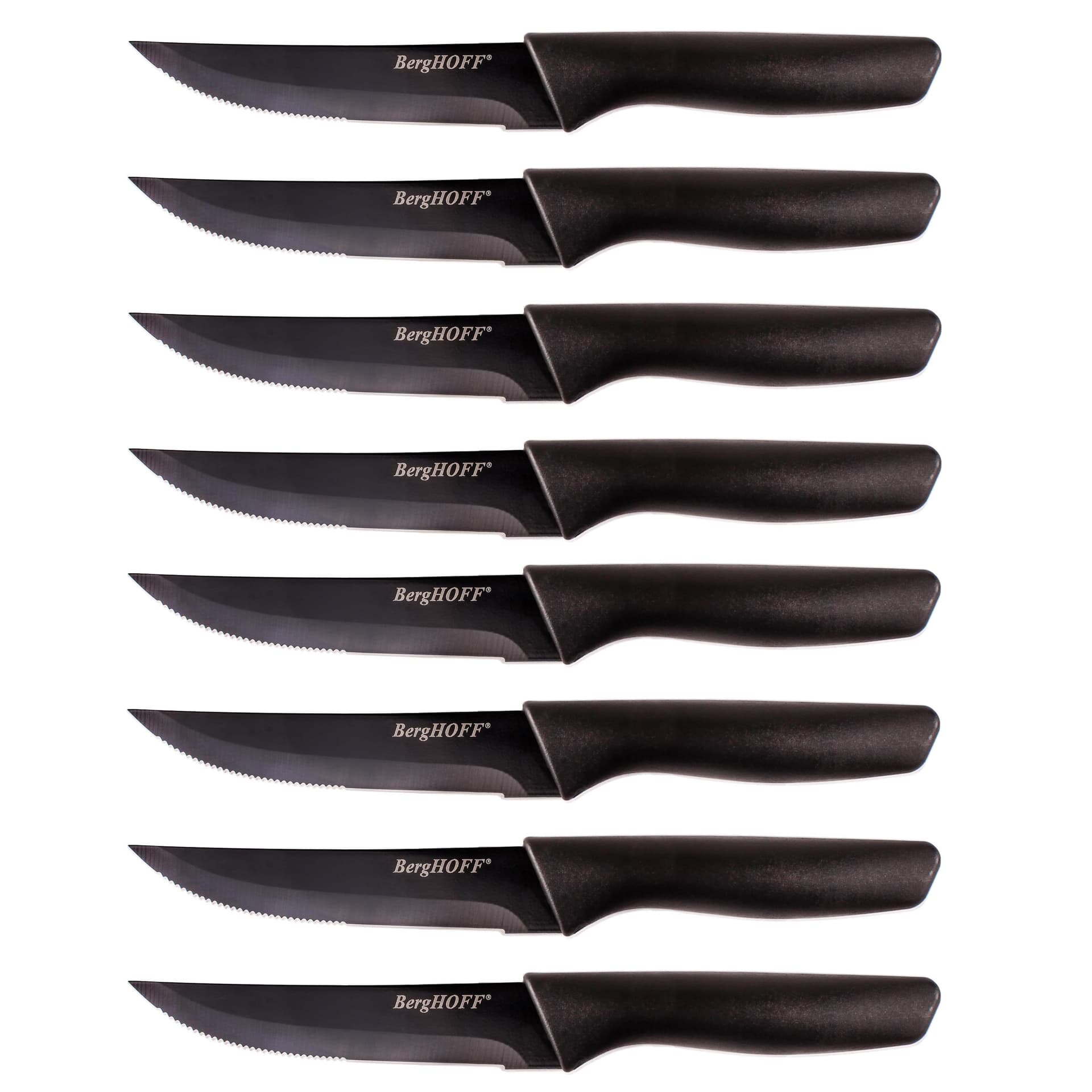 8pc Serrated Steak Knife Set, black