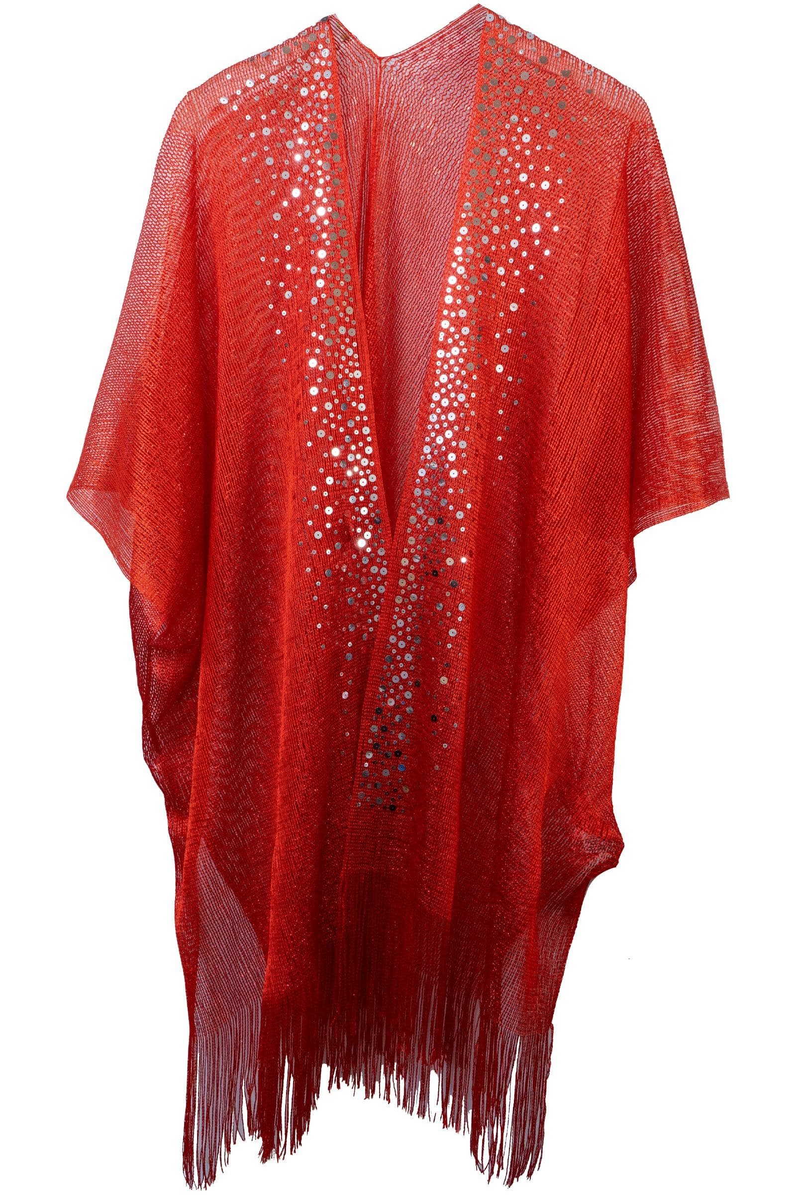 Crochet Kimono with Sequins And Fringe