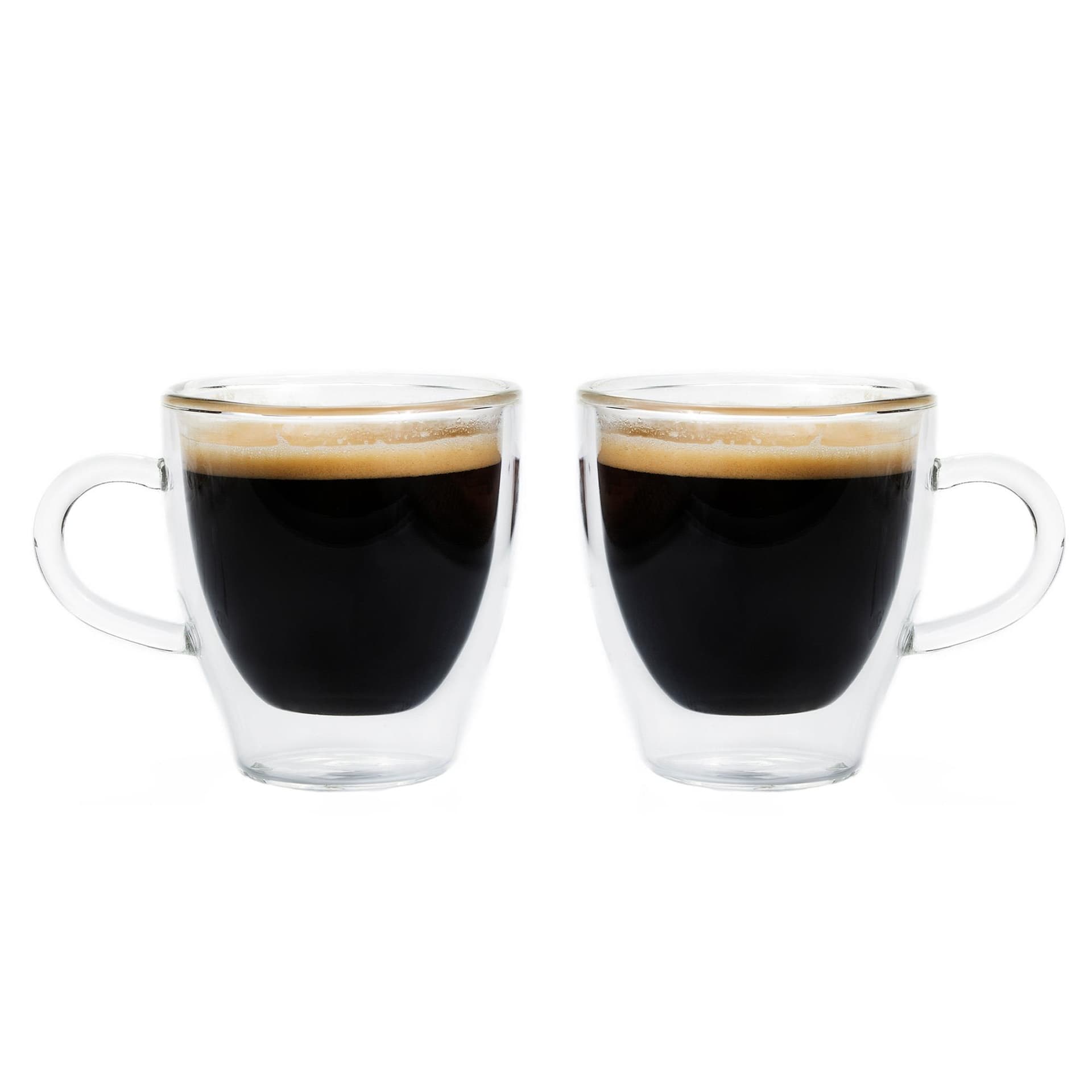TURIN Double Wall Espresso Glass Cups, Set of 2, Larger cup double shot, 4.7 oz.