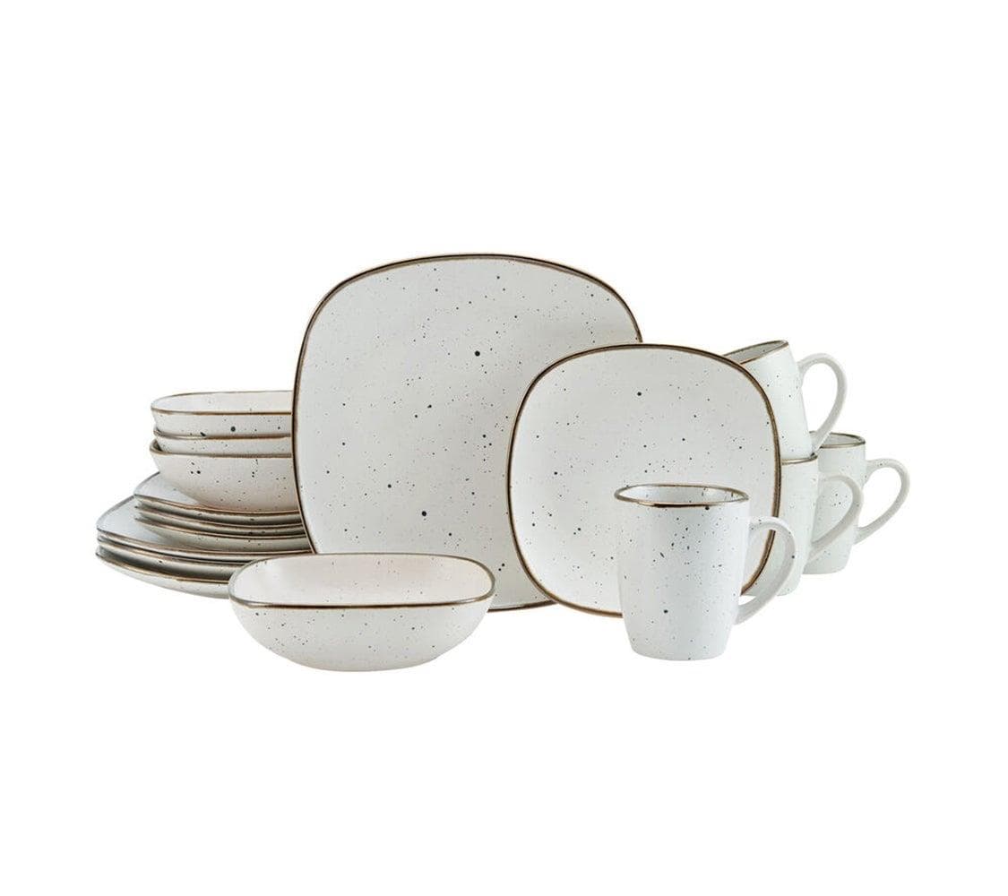 Decker White 16pc Stoneware Dinnerware Set