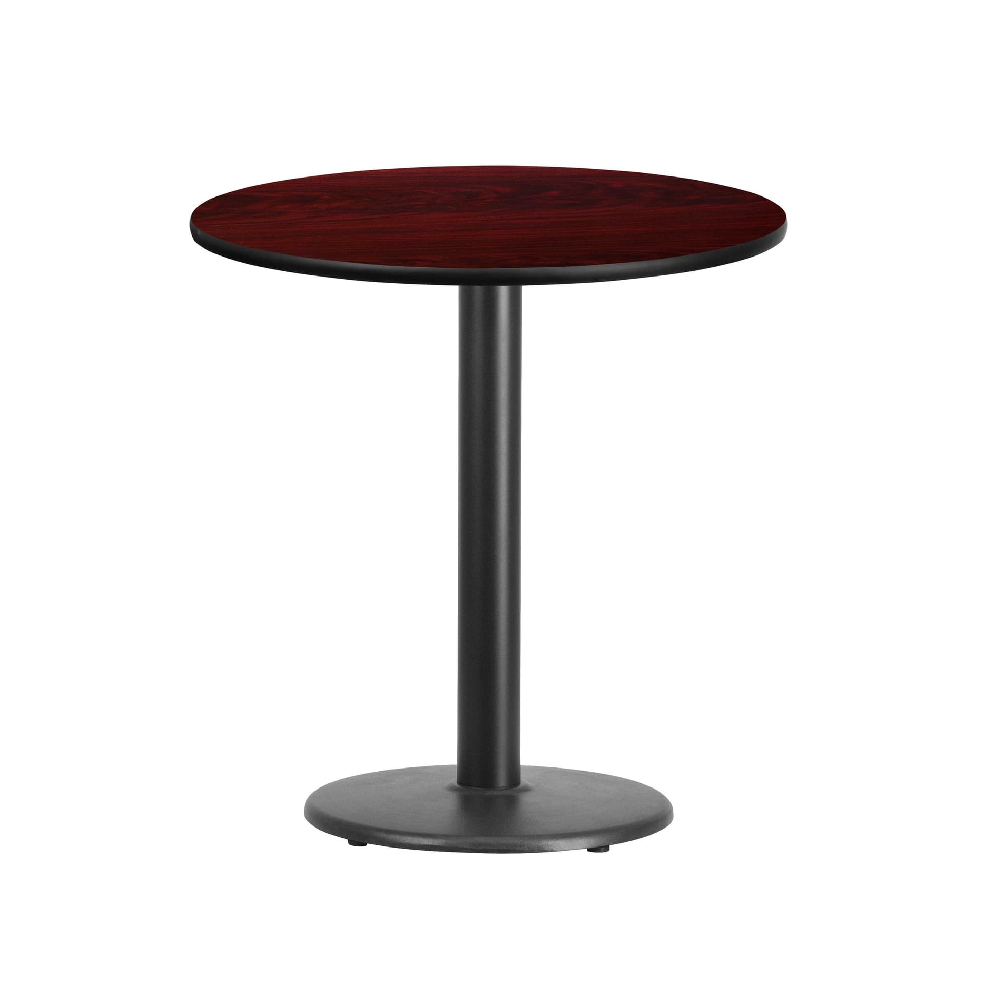 24" Round Mahogany Laminate Table Top with 18" Round Table Height Base