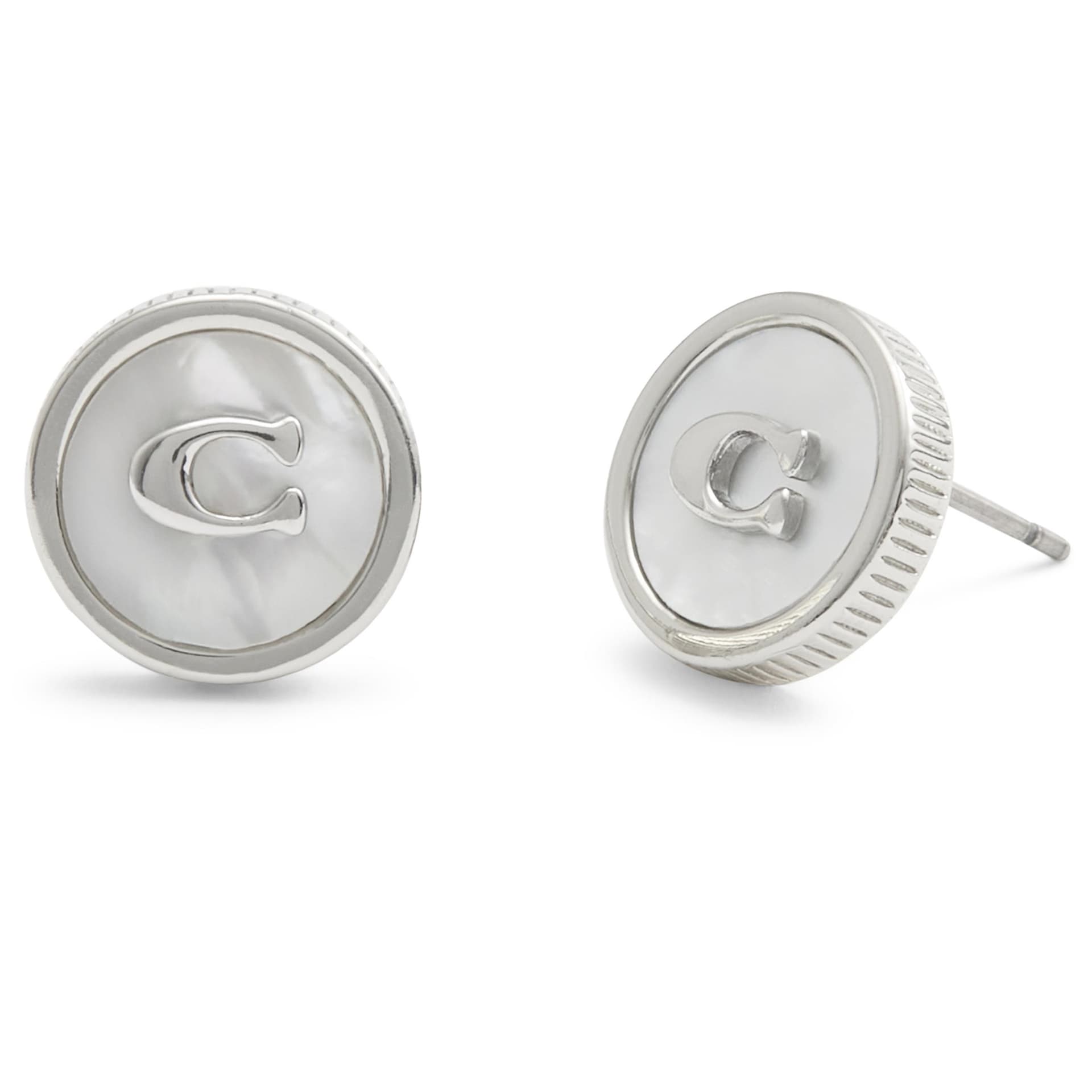 Mother of Pearl Coin Studs - Cream/Rhodium
