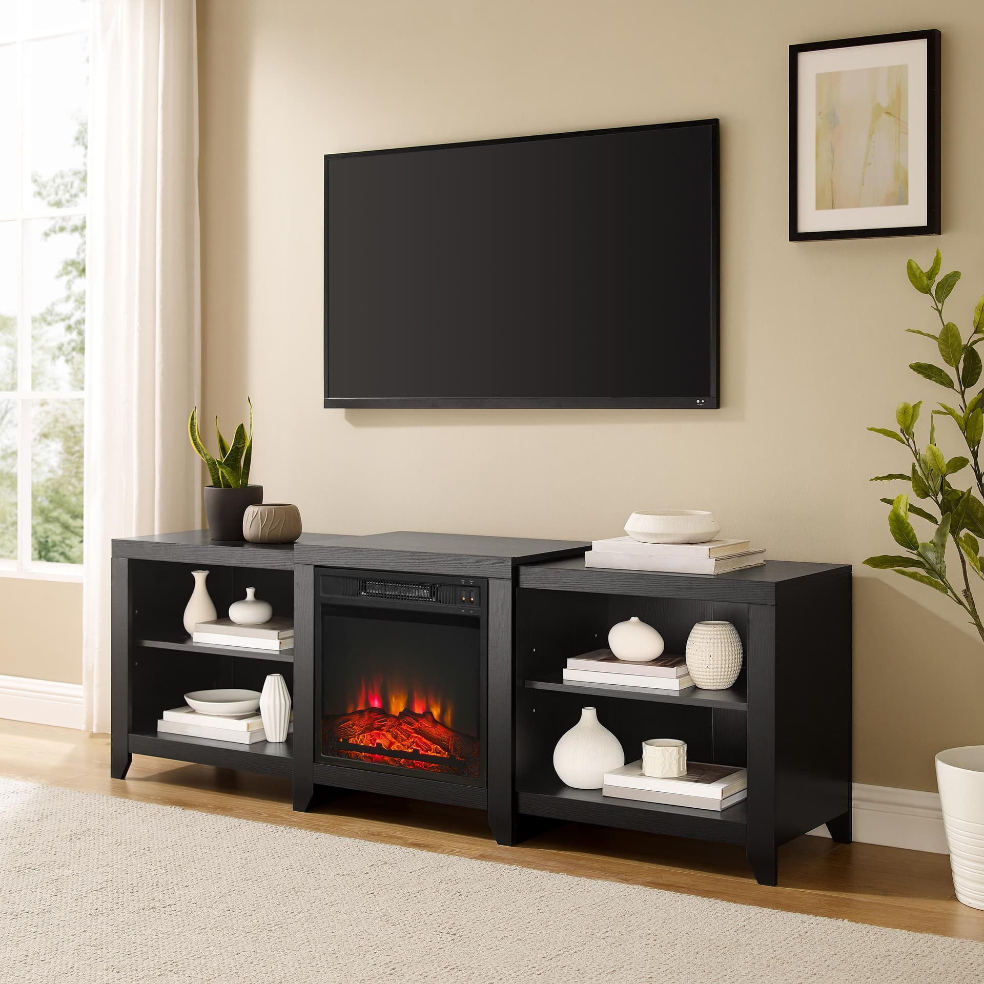 Ronin 69" Low Profile Tv Stand W/Fireplace
