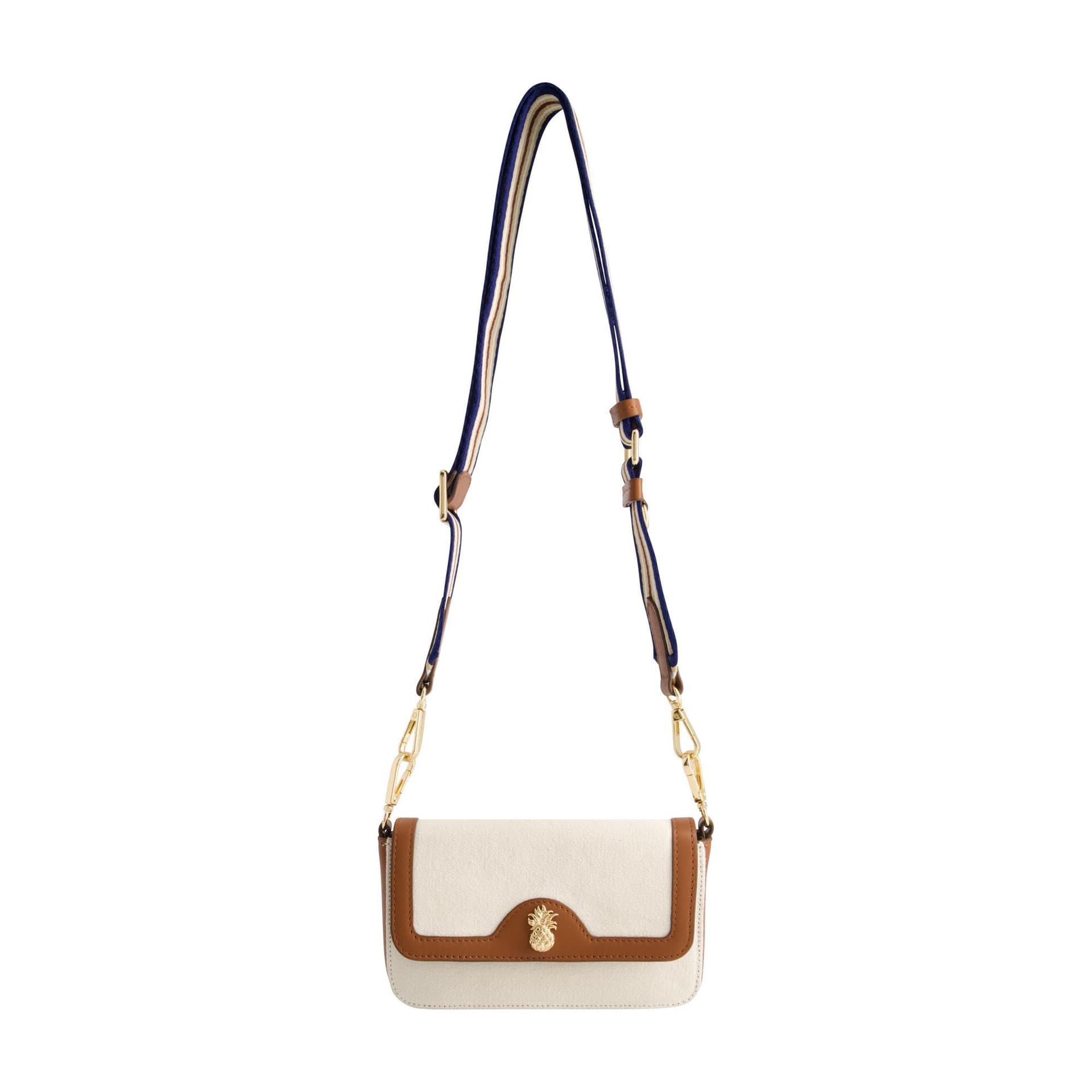Leather Trim Solid Canvas Crossbody Size 5.5"