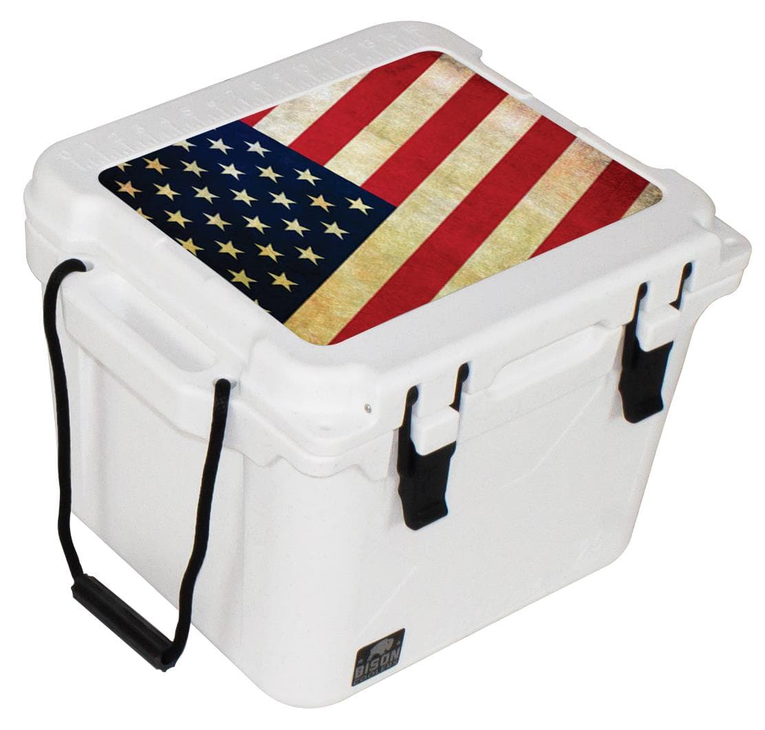 25 QT White American Flag Bison Cooler