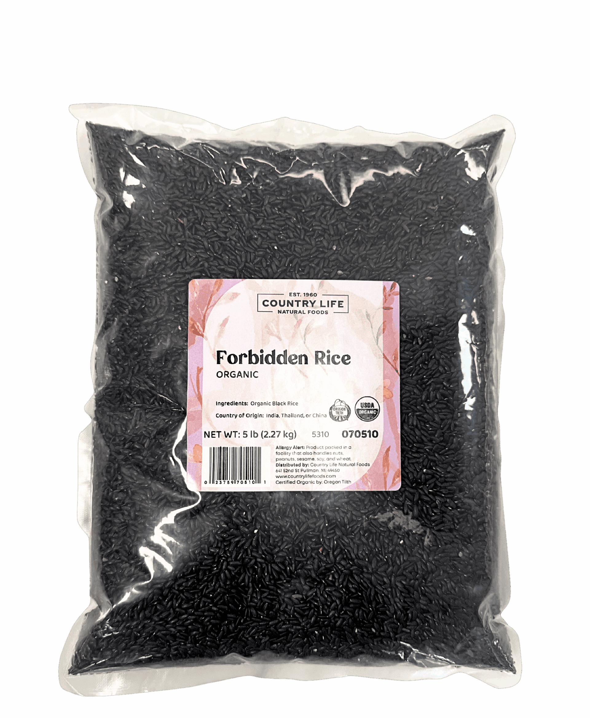 Forbidden Rice, Black, Organic (Black Pearl Rice) - Country Life Natural Foods